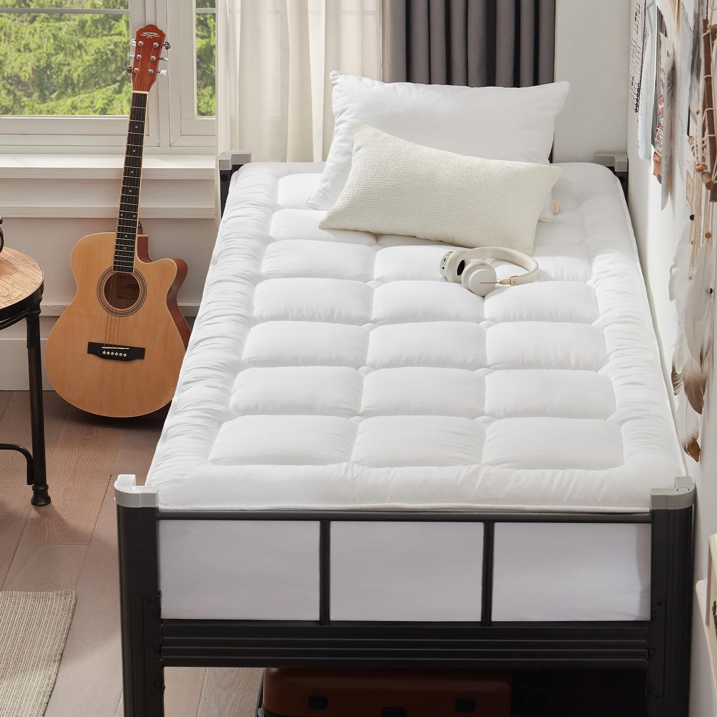 UNILIBRA Twin XL Size Mattress Pad Cooling Rayon from Bamboo, Quilted Fitted Mattress Protector Pillow Top Mattress Cover with Deep Pocket Up to 19 Inches, Ultra Soft Filling Mattress Topper