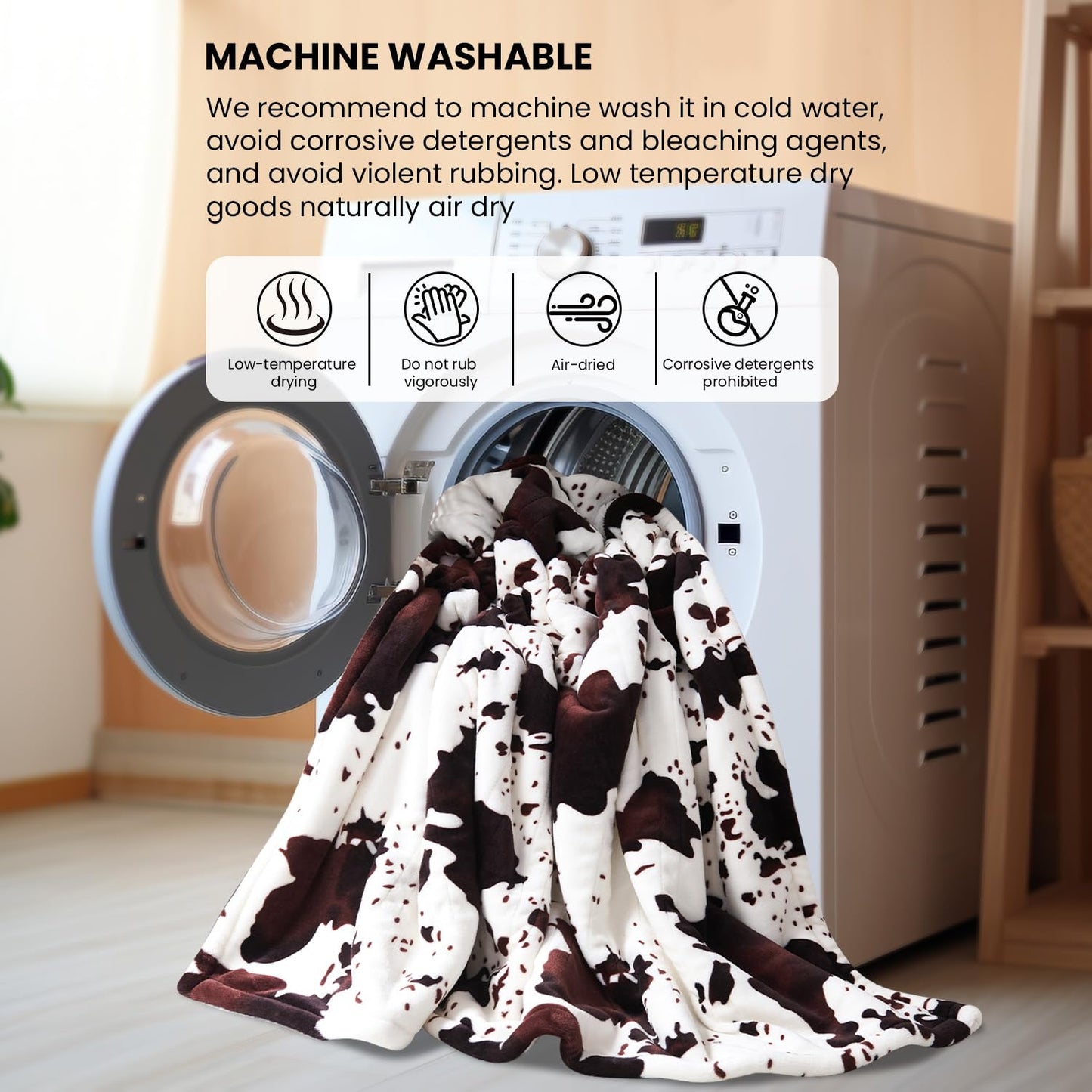 FLYSOWL Cow Print Blanket Throw All-Season Throw Warm Blanket Comforter Ultra Soft Blanket Cute Farmhouse Decor for Bed/Couch/Travel/Office Gift for Women & Girls 50x60 Inches