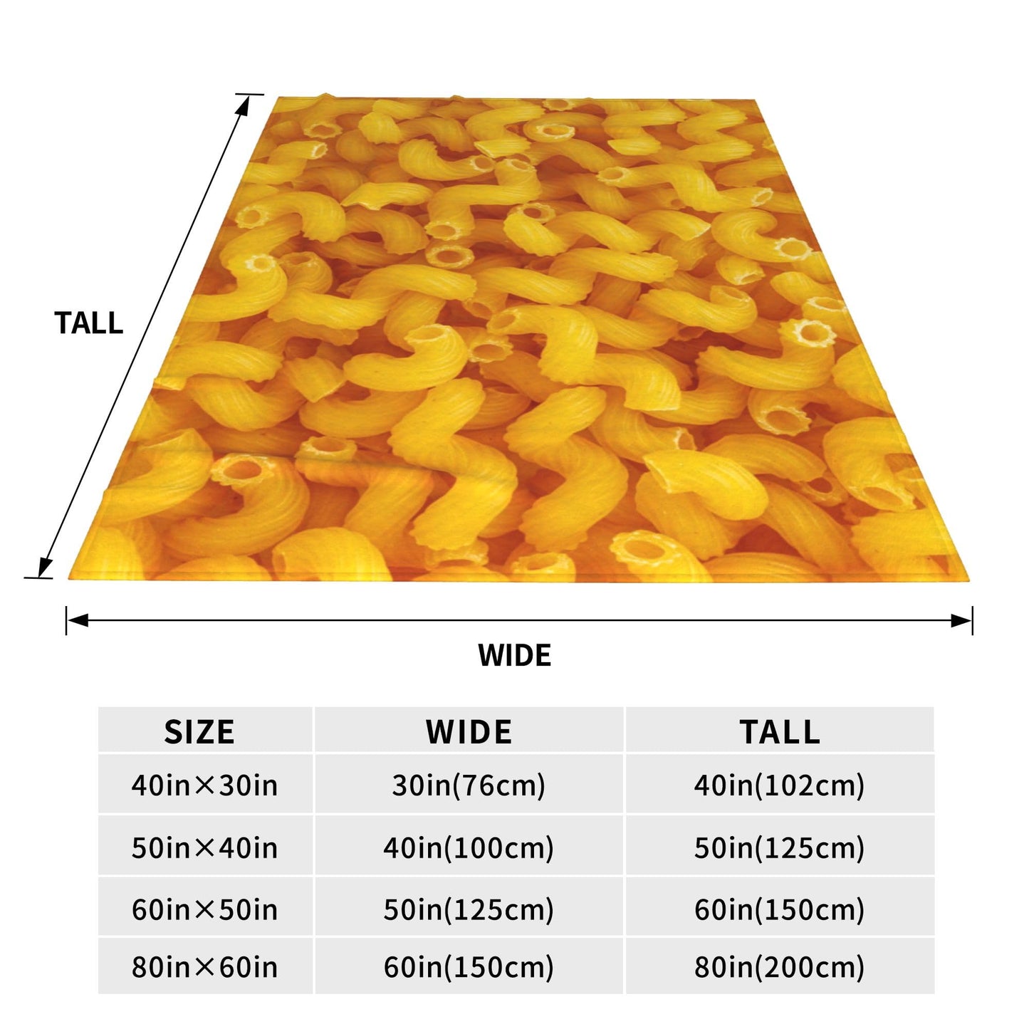Yellow Italian Pasta Food Blanket Funny Food Soft Throw Flannel Blankets for Bed Couch Bedroom Living Room 60"x50"