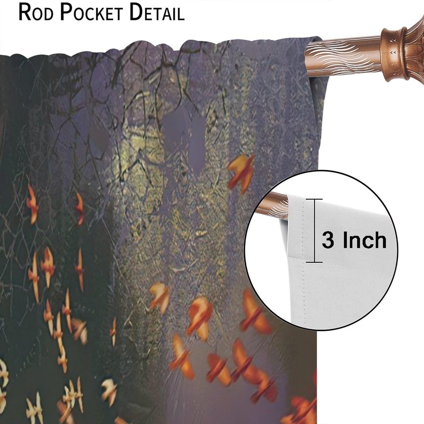 Fantasy Forest Blackout Window Curtain, Forest with Mysterious Trees and Birds Supernatural Vivid Wo for Girls Boys Living Room Bedroom Decor Window Drapes 2 Panels 42x45 Inch