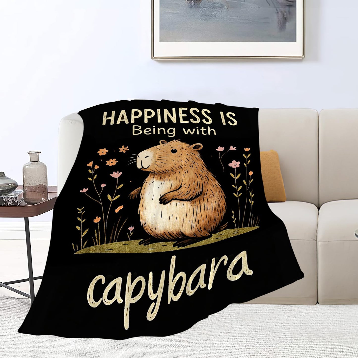 Capybara Blanket Cute Capybara Throw Blanket Soft Warm Cozy Fleece Fuzzy Plush Flannel Blankets Gifts for Girls Women Boys Kids Adults 40"X50"