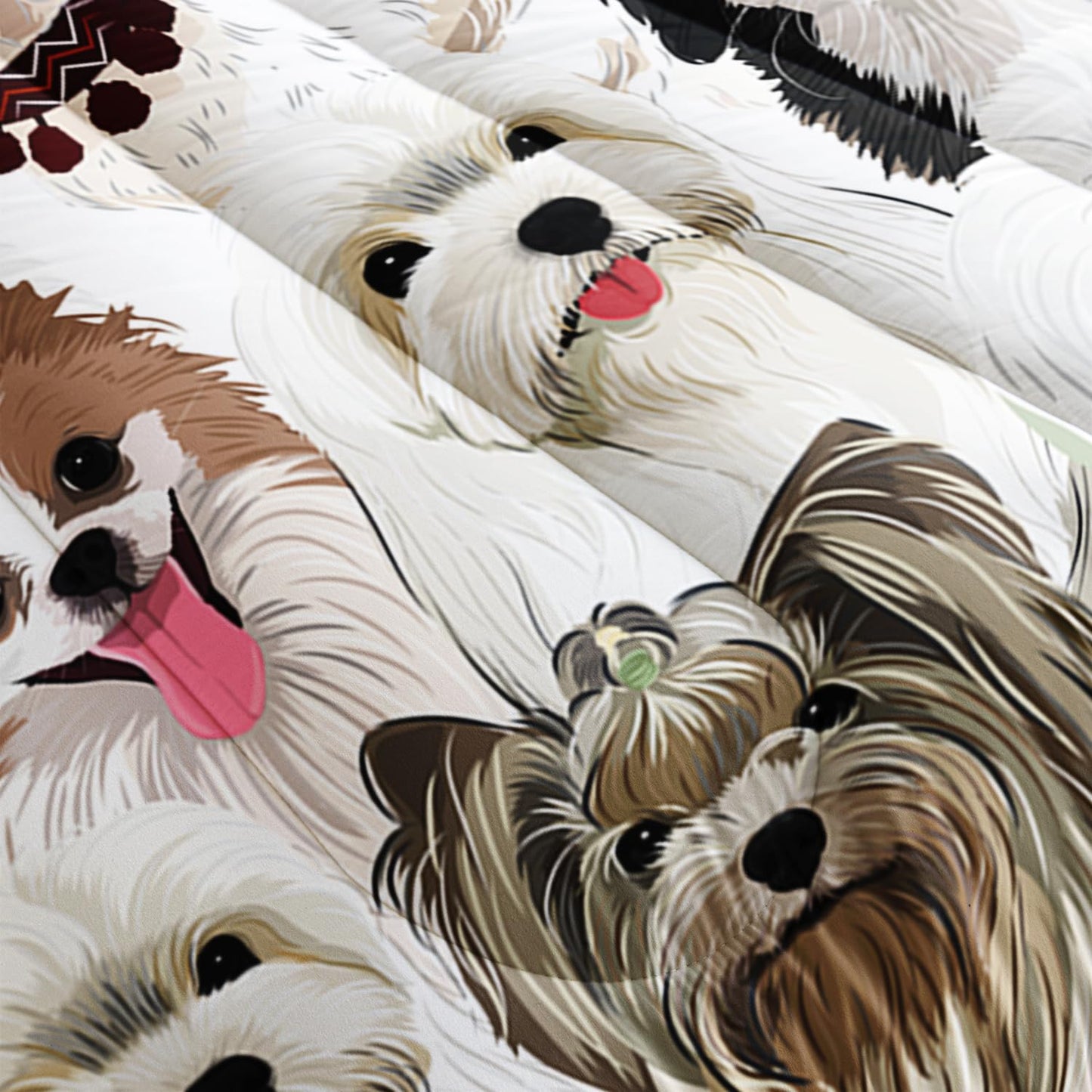 Nttopship Cartoon Dog Comforter Set King Size，Cute Dog Bedding Set for Kids Teens and Adults Soft Microfiber All Season(1 Comforter & 2 Pillowcases)