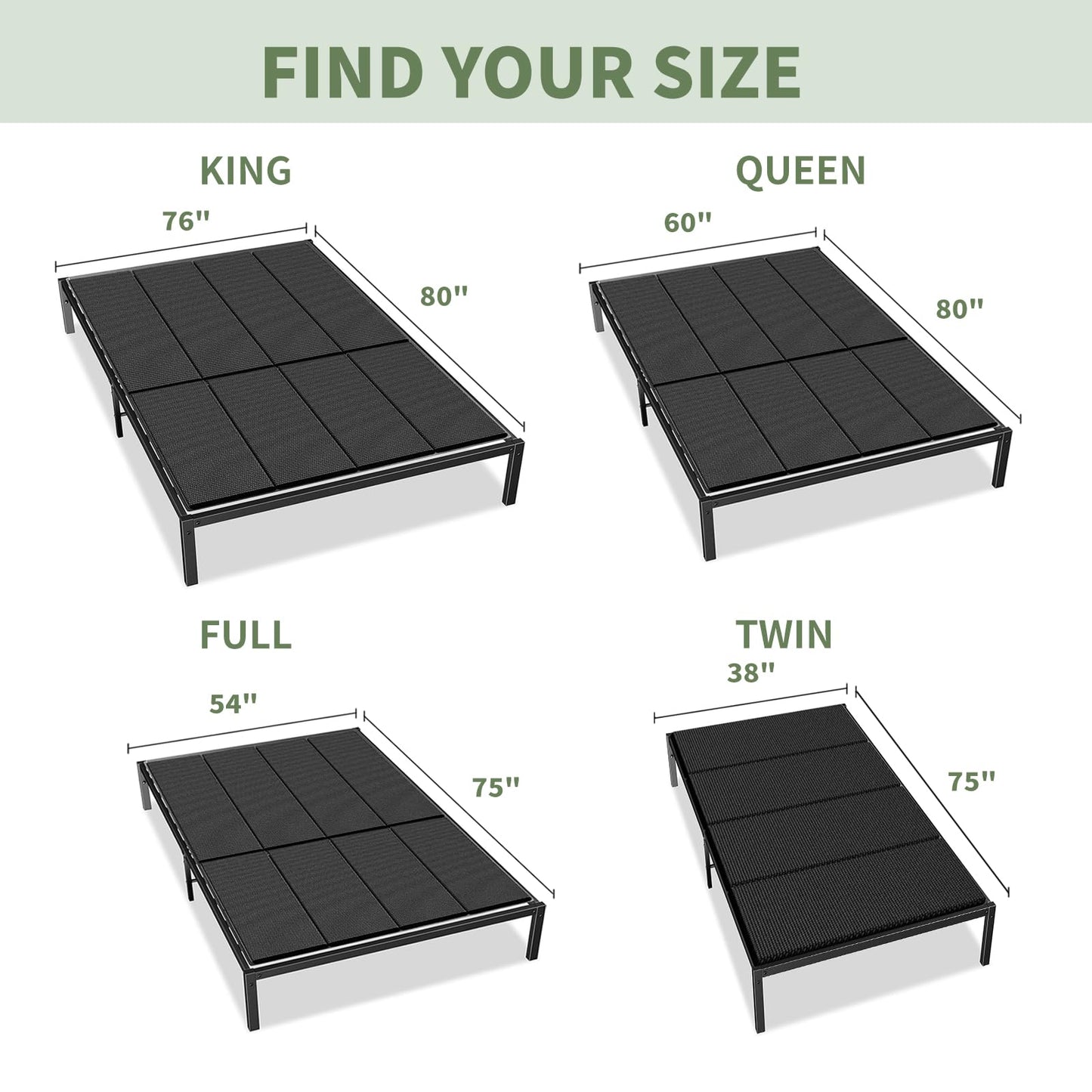 Voyla Upgraded S-Curved Rib Bunkie Board King Size 76"x 80" 10mm Heavy Duty Under Mattress Bed Support Slats - Breathable, Noise Minimizing, Moisture Resistant Bunkieboards