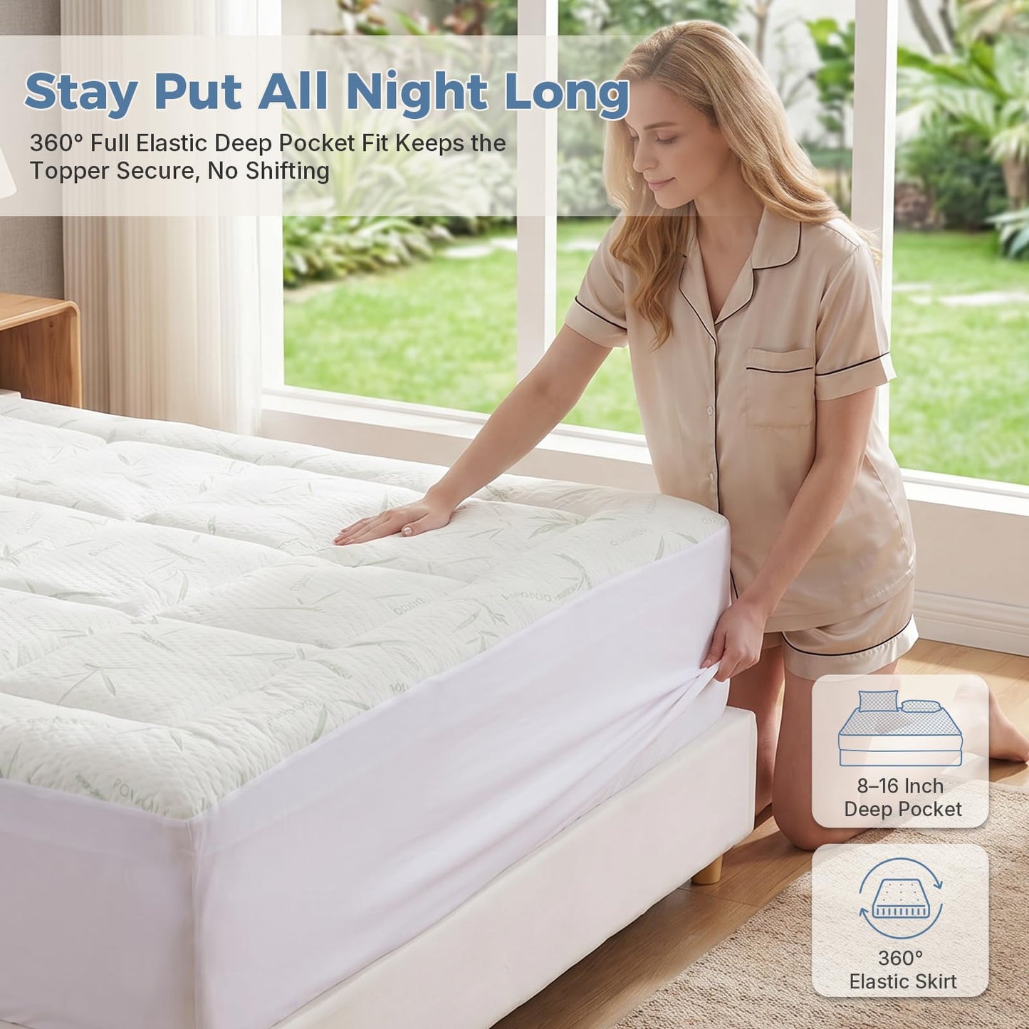 DUMOS Dual Layer Memory Foam Mattress Topper King, Gel Memory Foam Mattress Topper and Pillow Top Mattress Pad Cover for Body Pressure Relief, Soft Thick Topper with 8-16 Inch Deep Pocket