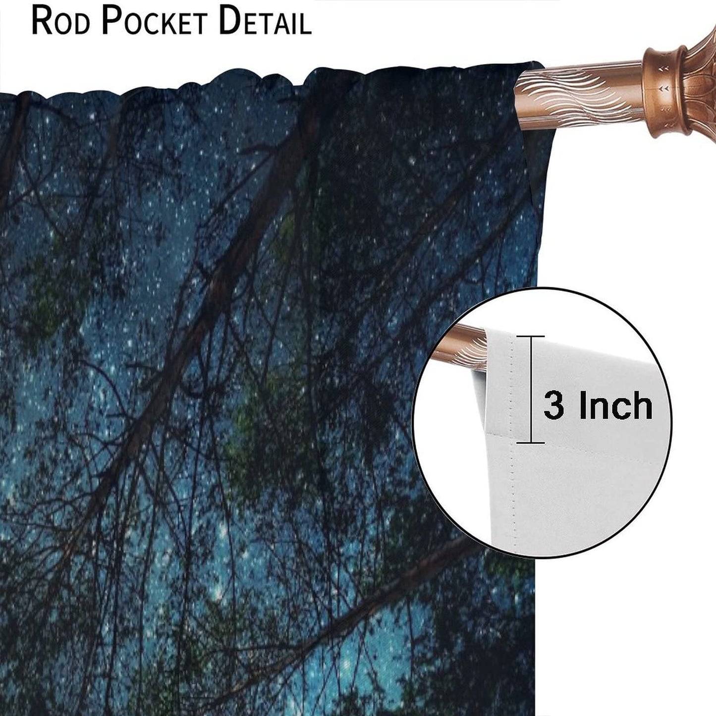 JESTRONRY Forest Starry Window Curtains,Night Moon and Stars Mystic Forest Galaxy Nature Scenery Home Decor Blackout Drapes for Living Room Bedroom Kitchen Bathroom 42x45in