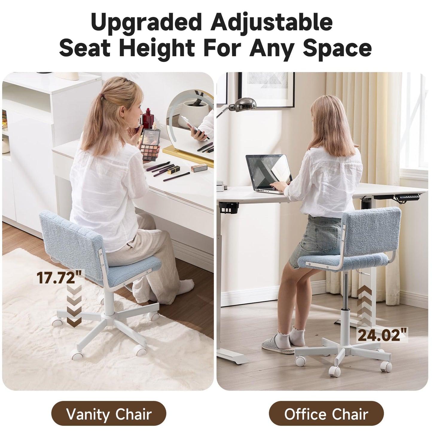 Manyday Office Chair Vanity Chair with Wheels l Comfy Desk Chair with Back
