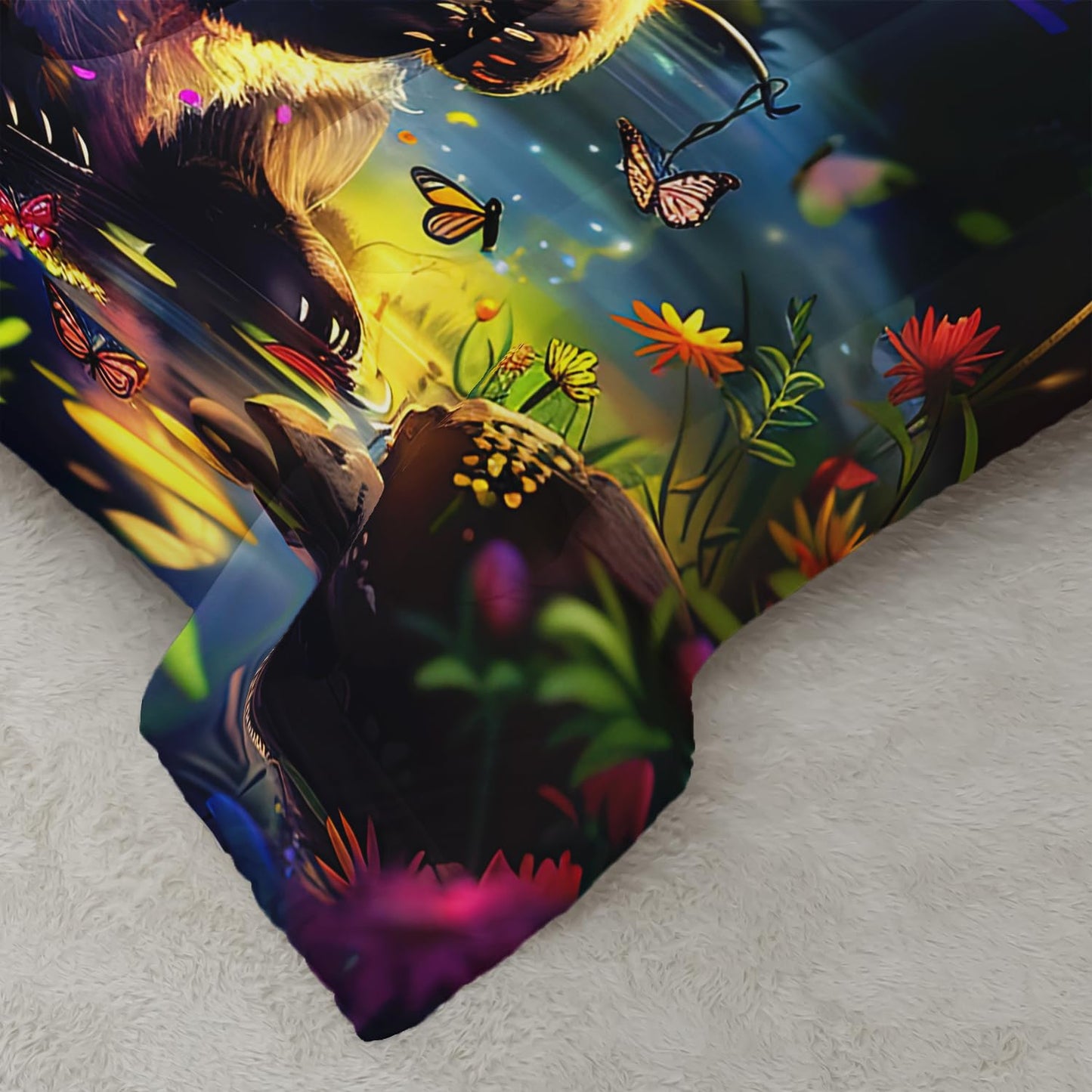 XYNHML Kawaii Black White Panda Comforter 3Pcs Panda Animal Themed Bedding Full Butterfly Bamboo Forest Quilt Set for Kid Teen Girl Boy Flower Botanical Bed Decor with 1 Comforter and 2 Pillowcases