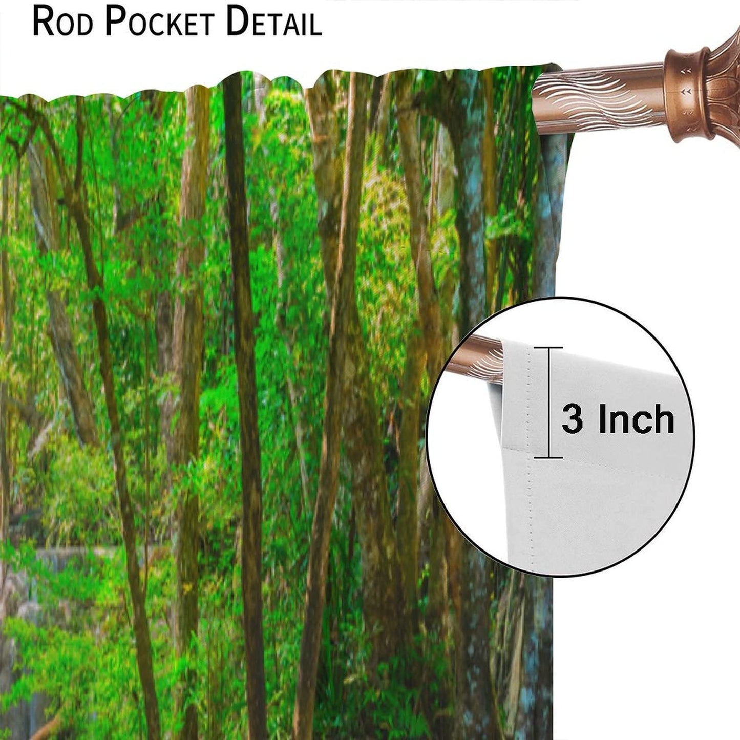 Waterfall Curtains, Spring Forest Nature Landscape Theme Pattern Print, Bedroom Living Room Blackout Curtains, 2 Panel Set, 42X45 Inch
