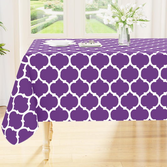 Smiry Rectangle Table Cloth, Waterproof Vinyl Tablecloth with Flannel Backing for Rectangle Tables, Wipeable Spillproof Plastic Tablecloths for Dining, Camping, Indoor and Outdoor (60"x102", Purple)