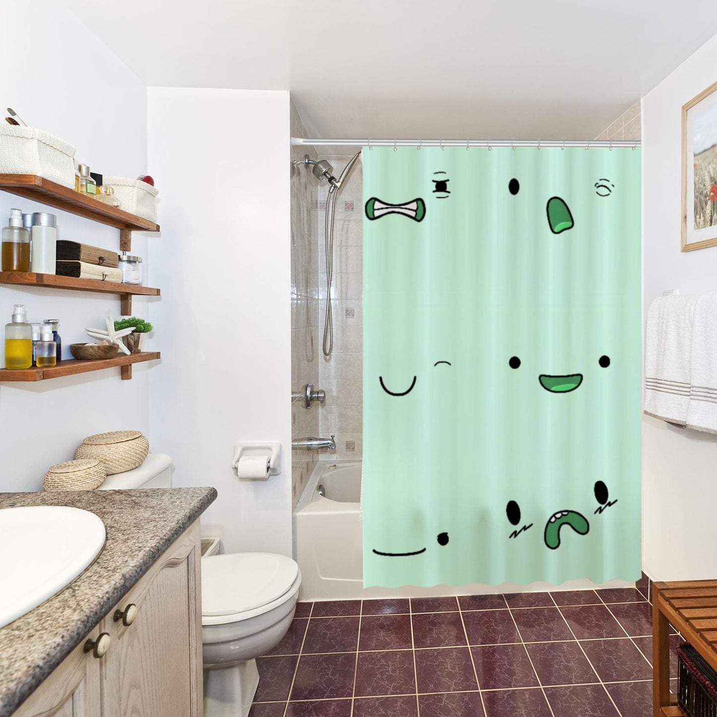 Funnytree Questing Duo Shower Curtain, Land of Ooo Explorer Bathroom Decor, Waterproof Fabric Durable Easy Care Washable, 72"X72"(Hooks Not Included) SC00318-002