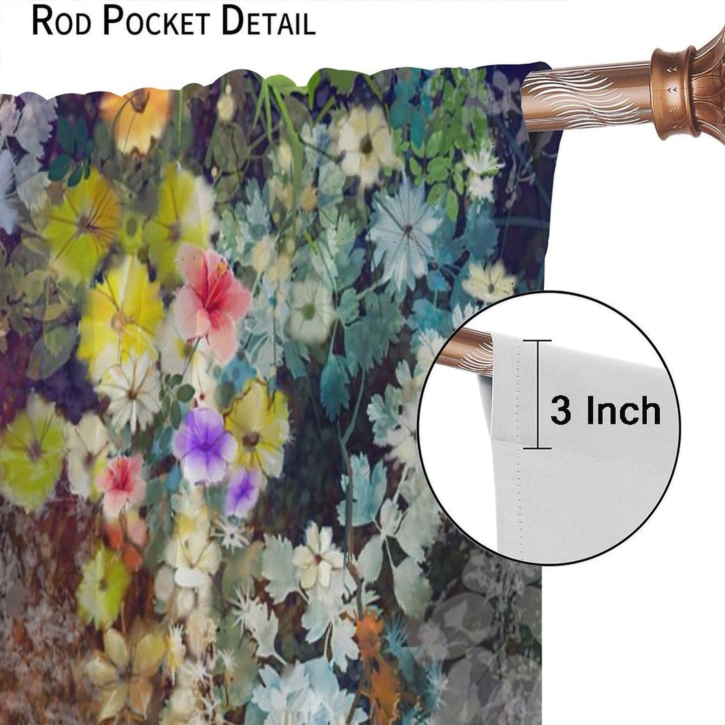 VUMIVI Bohemian Floral Curtains Floral Leaf Silhouettes Modern Romantic Style Plant Print Rod Pocket Window Treatments for Bedroom Kitchen Living Dining Apartment Dorms Cafe 42" W X 44.5" L