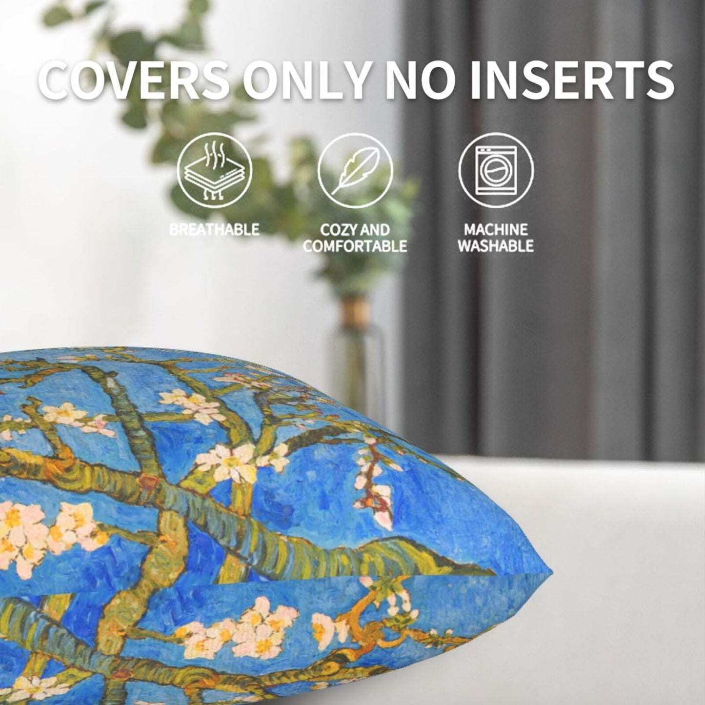 aipoase Blossom Throw Pillow Covers 18 X 18 Inch Set of 2 Pillow Cases Decoration Cushion Cover for Sofa Bedroom Living Room Outdoor