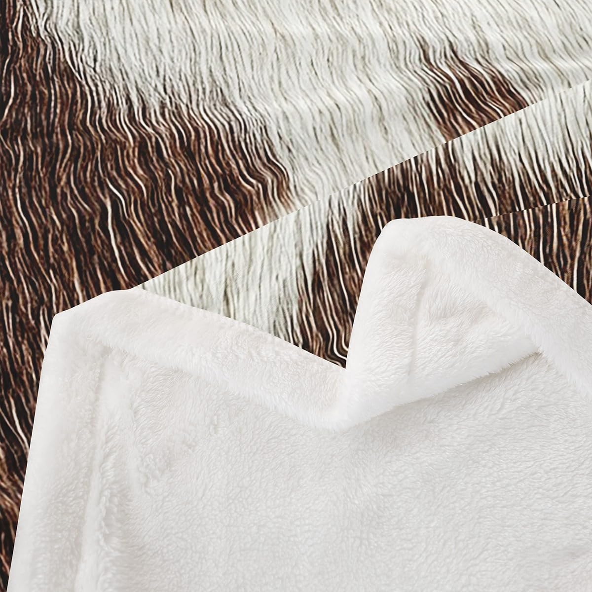 Cowhide Fleece Blanket Cow Print Throw Blanket Western Cowboys Farm Animals Sherpa Blanket Bull Cattle Skin Flannel Blanket For Bed Couch Baby 30"X40" For Kids Boys Teens Plush Bed Blanket, Brown