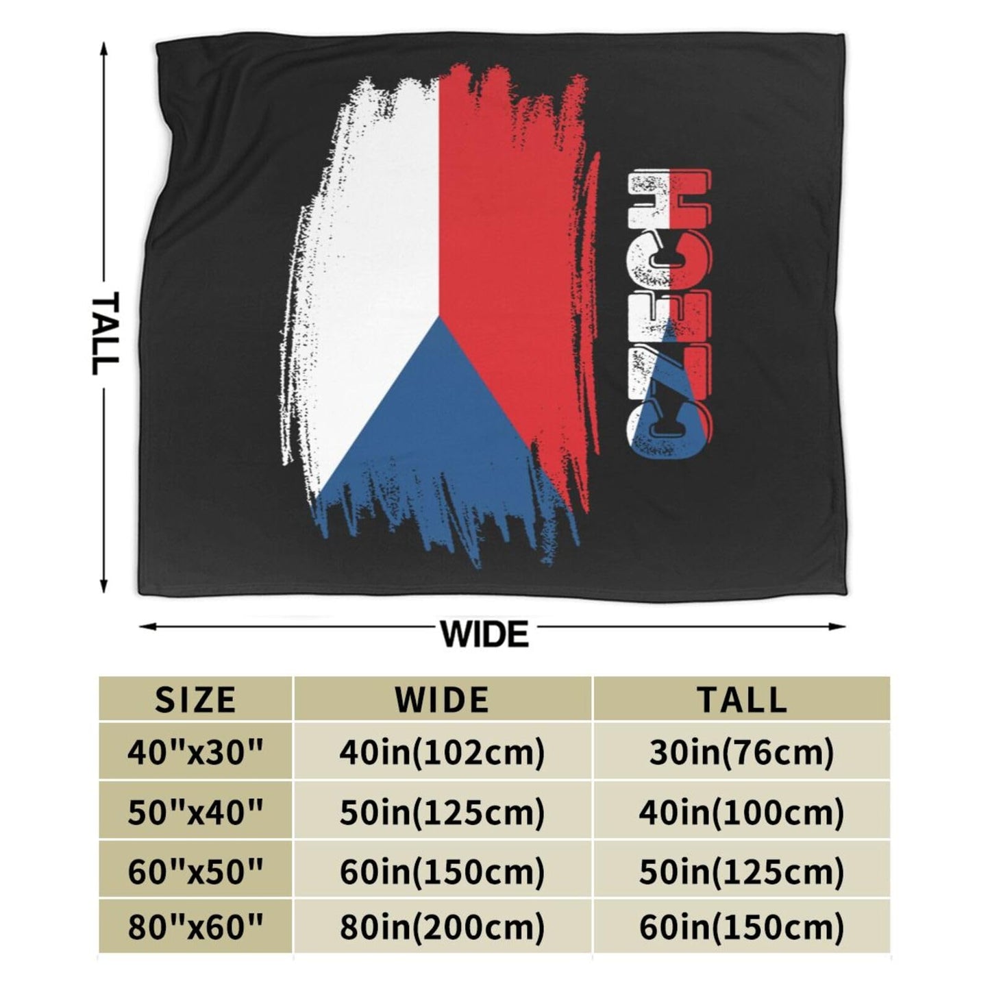 Czech Czechs Flag Blanket Throw Blanket for Couch Sofa Plush Fleece Bed Blankets Lightweight Comfy Flannel Ultra-Soft Warm Blankets for Home Camping Travel Gift 60"X50"