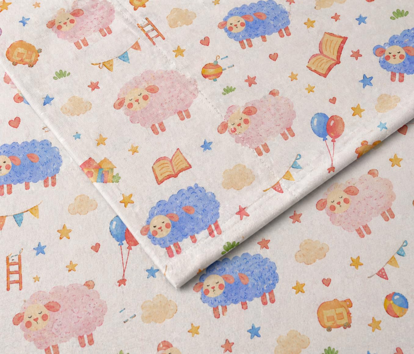 YIYEA 100% Cotton Kids Sheets, Ultra Soft Cozy Cute Bed Sheets Set for Girls, Boys, Teens, 16" Deep Pocket, 3PC, Twin