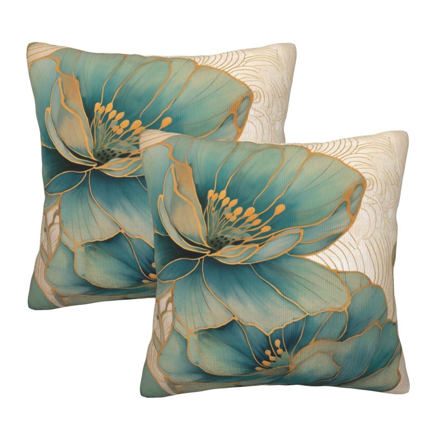 Droerfes Teal Turquoise Leaf Throw Pillow Covers Set of 2 Couch Pillow Case Decoration Cushion Covers for Sofa Home Living Room Bedroom Outdoor 18X18 Inch