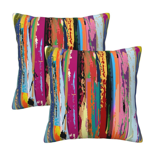 Lcokin Multicolored Rainbow Abstract Throw Pillow Covers 18x18 in Set of 2, Decor Art Vibrant Pillow Case Square Cushion Covers for Sofa Bed Couch Living Room