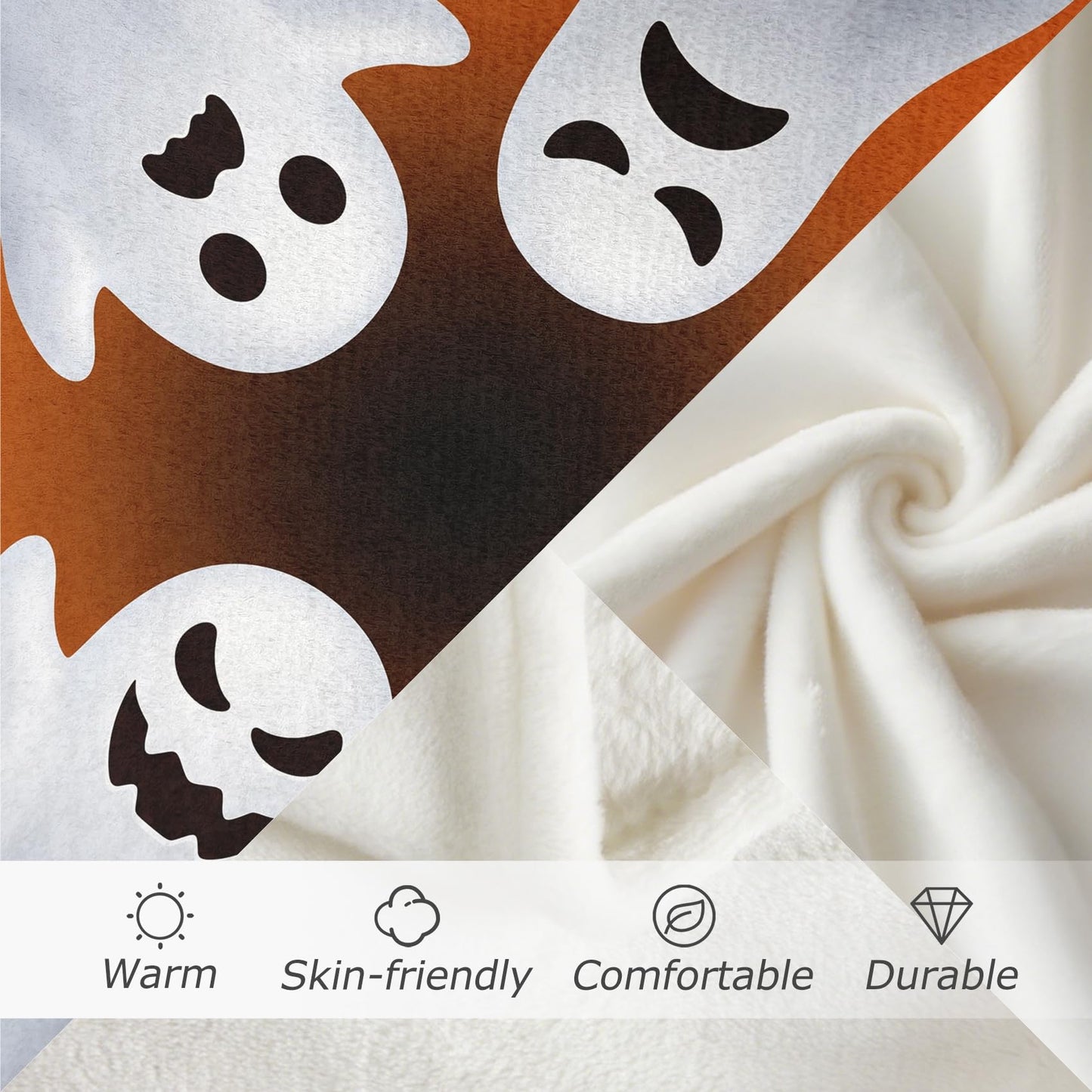 GEDAEUBA Ghost Blanket Throw - Halloween Spooky Fleece Blanket Throw, Soft Cozy Blankets & Throws for Couch, Bed, and Sofa, 50x60 inches