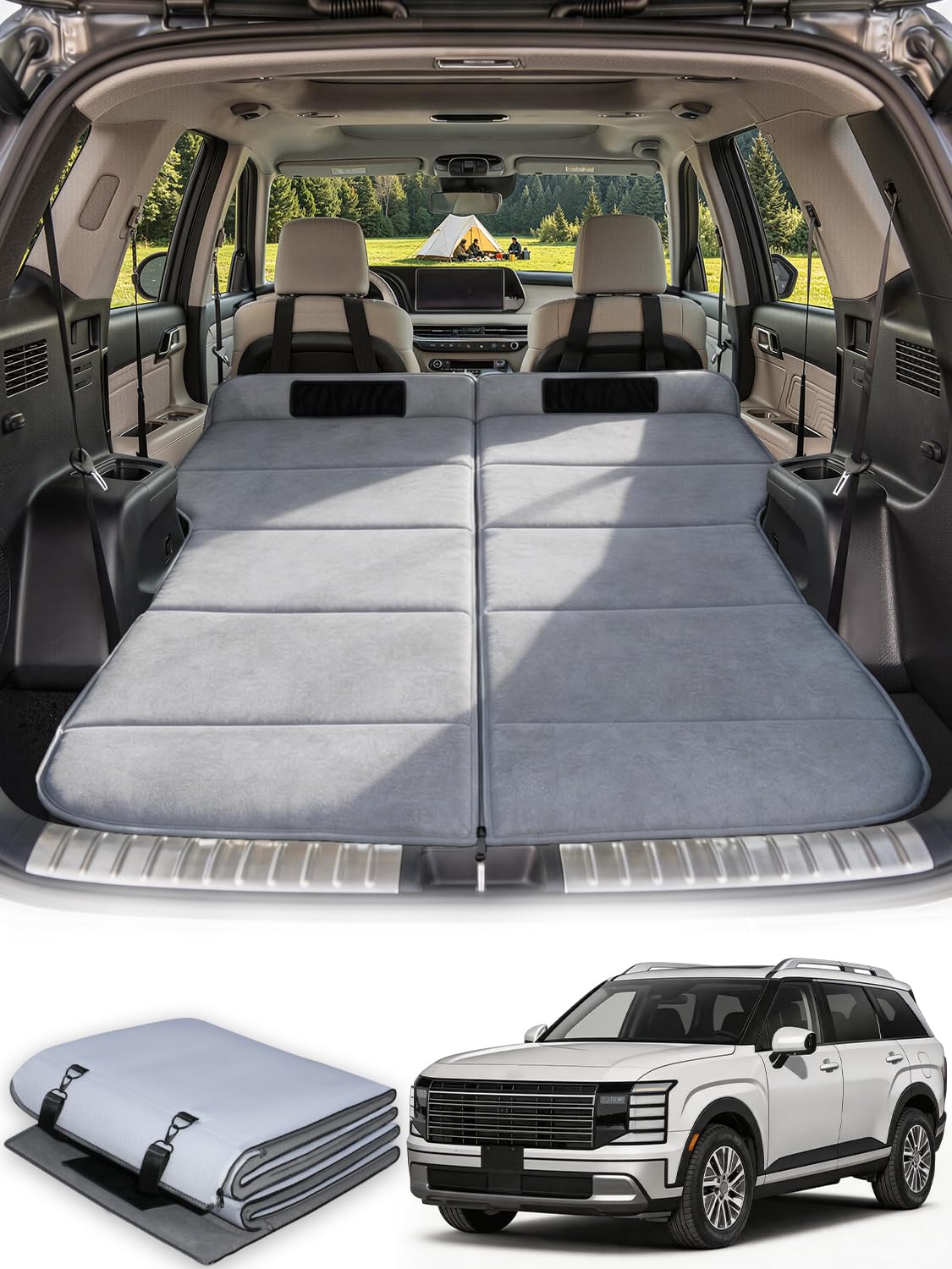 SXMMXS Car Camping Mattress for Hyundai Palisade, No Inflation Needed, Foldable Foam Trunk Bed, SUV Air Mattress Alternative for Travel Sleeping, Ideal for Camping Essentials and Road Trips, Gifts