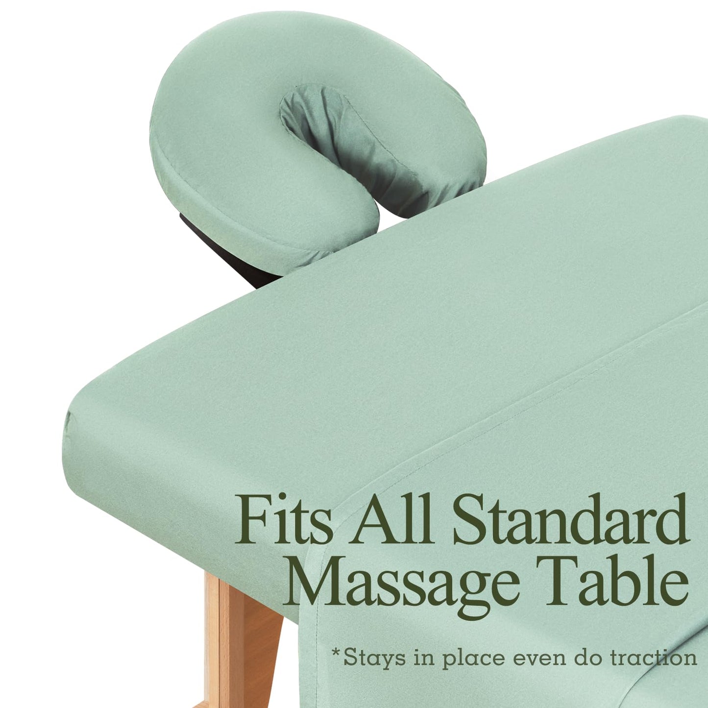 Comfyanno 3-Piece Massage Table Sheets Sets, Stain & Wrinkle Resistant, Soft Microfiber, Quick Drying, Professional Spa Therapy Bed Sheets, Includes Flat & Fitted Sheet, Face Cradle Cover -Sage