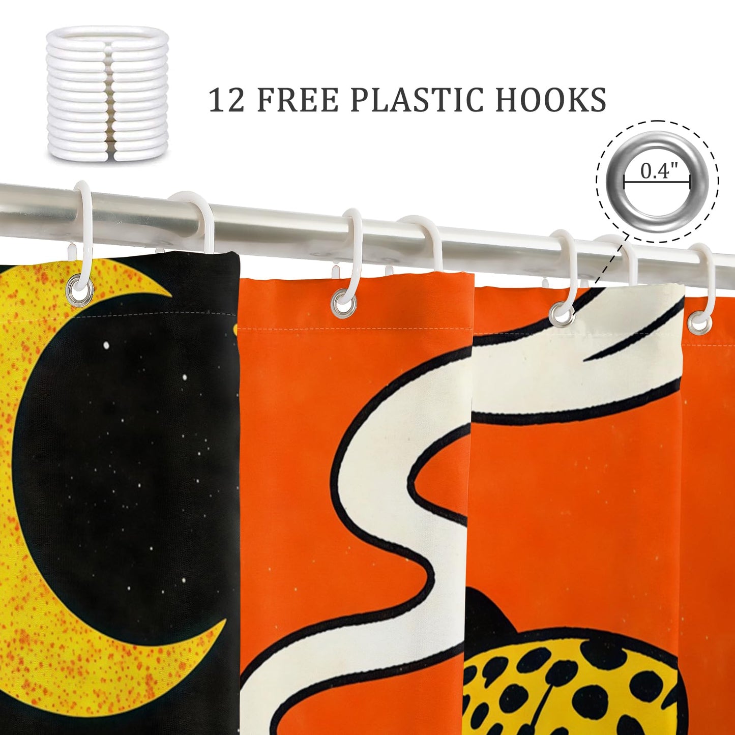 GICDSU Funny Leopard Shower Curtain with Hooks, Whimsical Abstract Tropical Shower Curtain for Bathroom,Waterproof Modern Fun Unique Shower Curtain with Smoking Cheetah Palm Moon Print, 72" x 72"