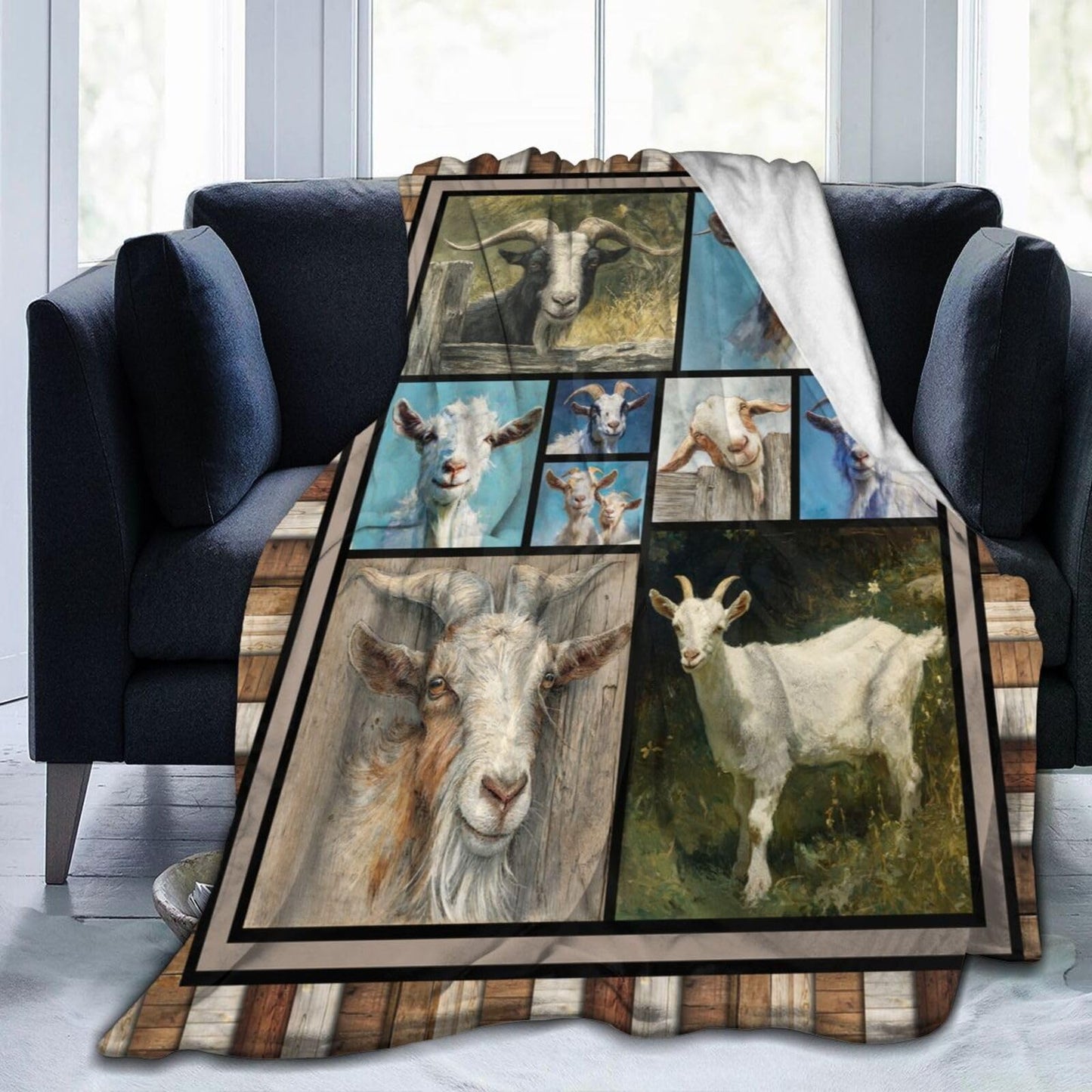 Dynova Goat Blanket Cozy Plush Goats Throw Blankets Fuzzy Flannel Fleece Sheep Animal Gifts Decor for Girls Boys Women Men 50"X40"