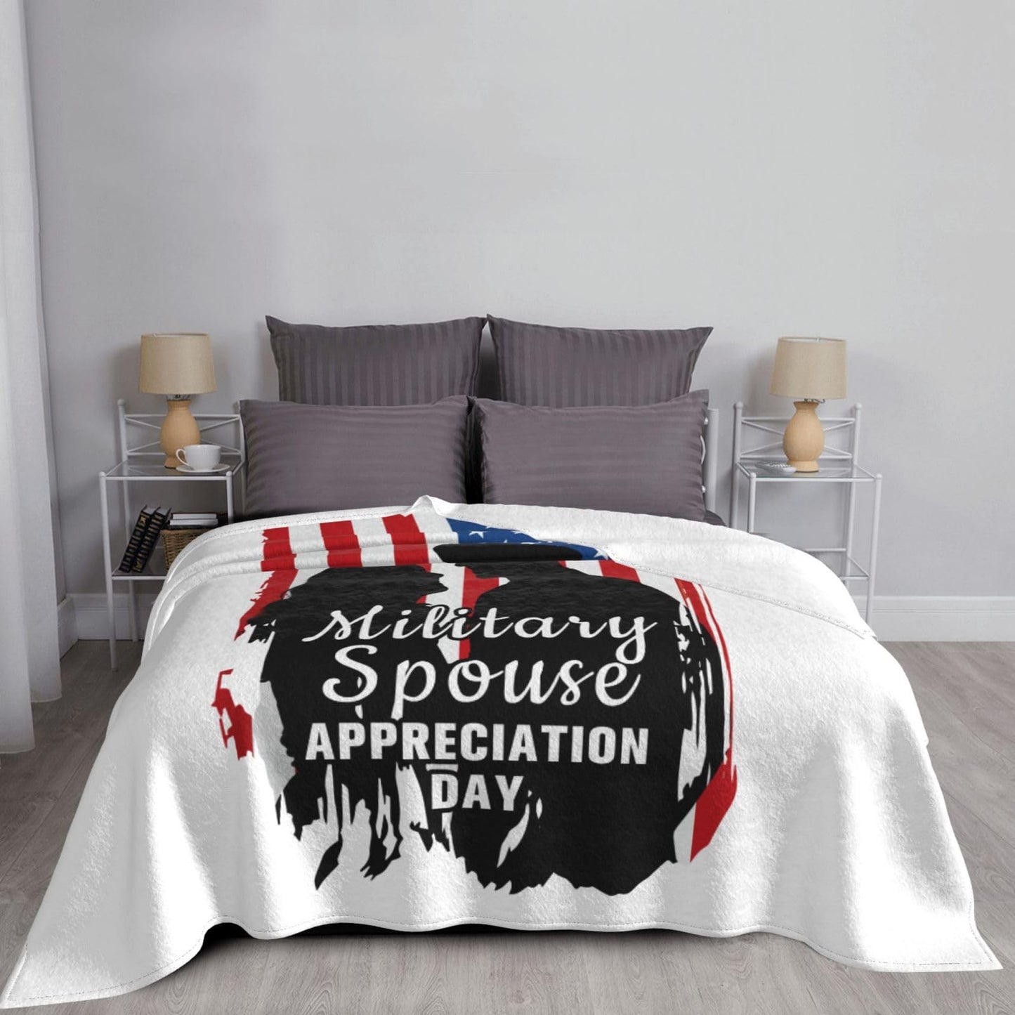 Military Spouse Appreciation Day Soldier Premium Fleece Blanket, Ultra-Soft Plush Throw Blanket, Warm Cozy Fleece Blanket for Bed, Couch & Travel 60"x50"