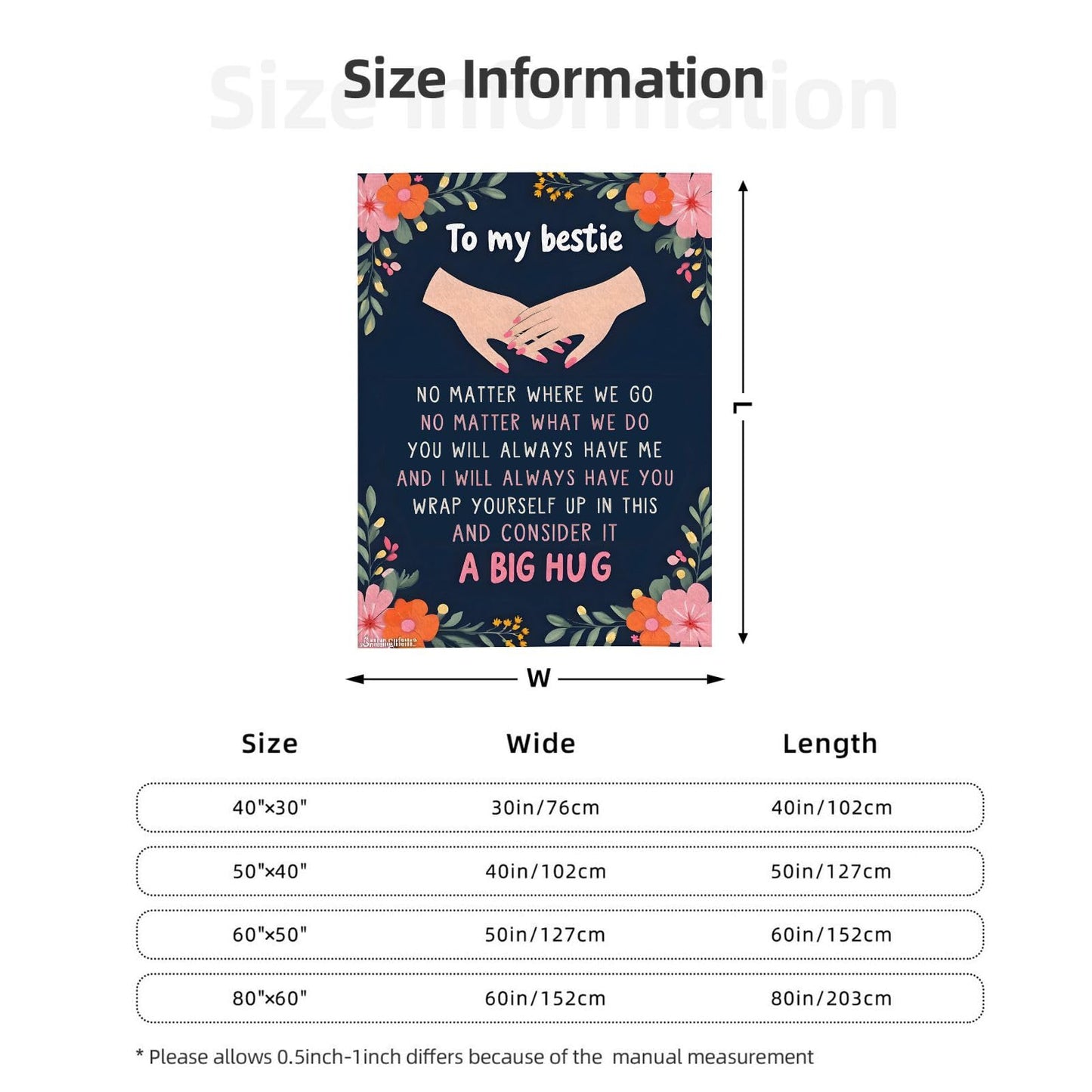 Sending You A Big Hugs So Its There When You Need It Blanket Cozy Flannel Comfort Throw Sympathy Healing Gift Encouragement Blanket for Family and Friends (White 11, 50x60in(127cm*153cm))