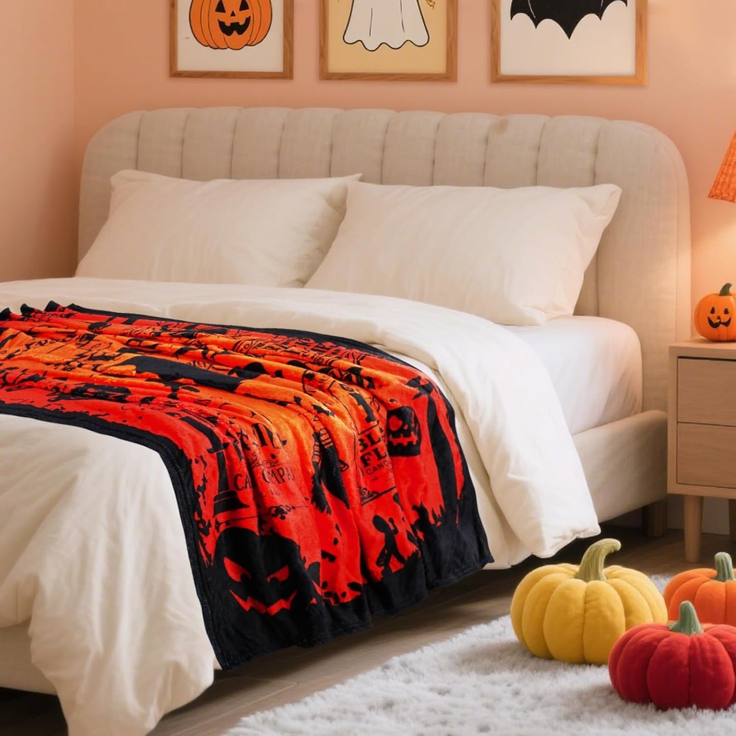 Halloween Throw Blanket Halloween Horror Witch Goth Skull Pumpkin Throw Blanket Couch Cozy Flannel Decoration for Party Bed Living Room Decor Gift