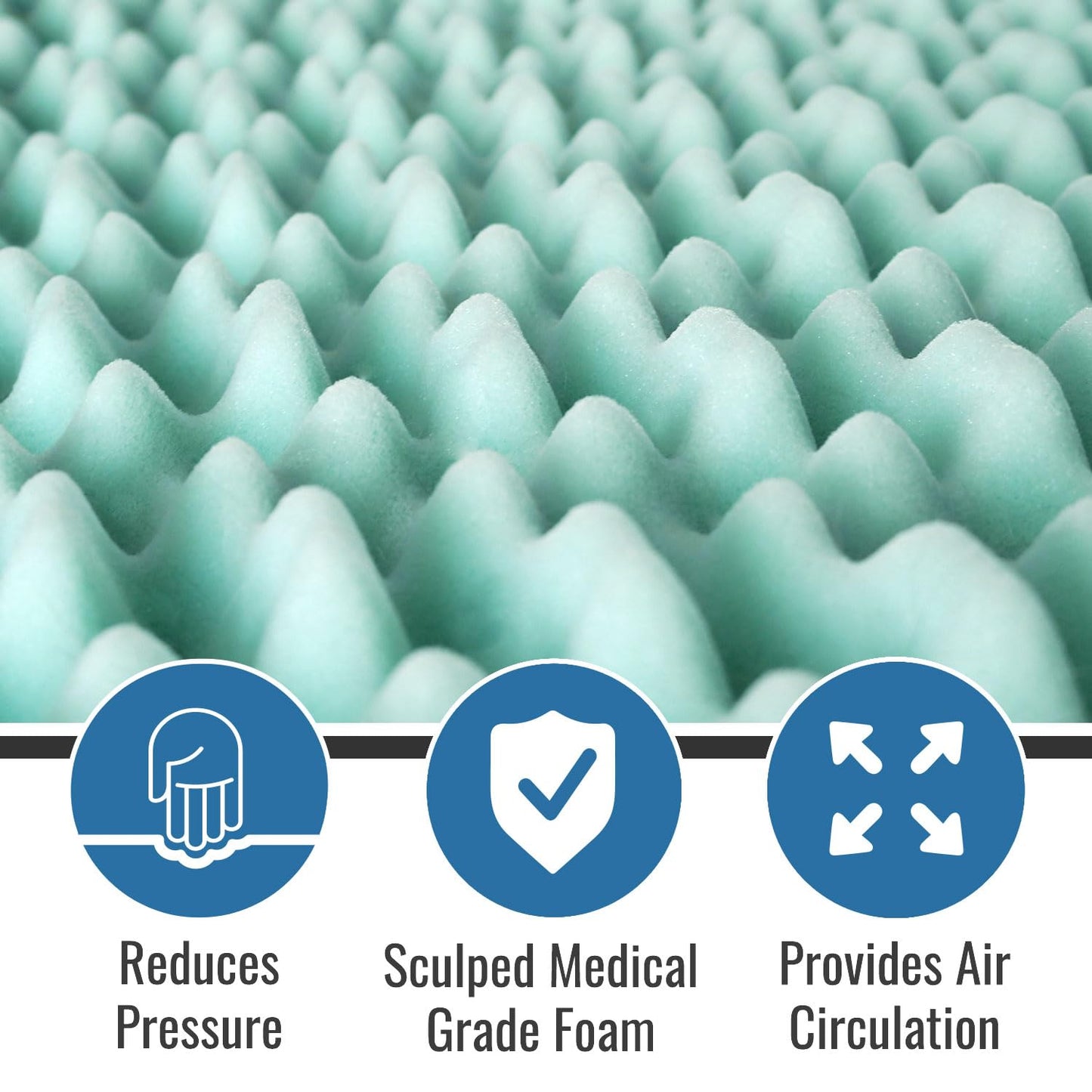 DMI 2-Inch Foam Mattress Topper, Egg Crate Foam Pad for Support, Air Circulation, Pressure Relief & Weight Distribution, Twin Size 33 x 72, Blue