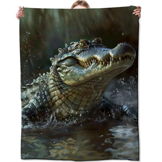 Alligator Blanket for Couch,Bed,Sofa, Soft Cozy Alligator Throw Blanket for All Season Alligator Decor Alligator Gift, Flannel Plush Blanket Lightweight Comfy for Adult Kids 50”×60”