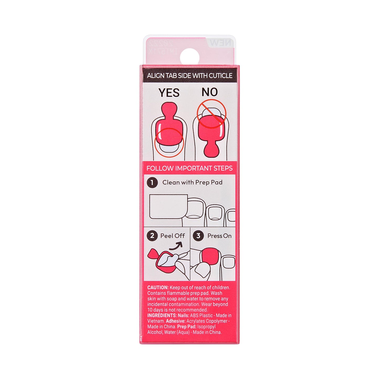 Kiss Impress No Glue Mani Press On Nails, Color, 'Cherry On Top', Pink, Short Size, Squoval Shape, Includes 24 Toenails, Prep Pad, Instructions Sheet, 1 Manicure Stick, 1 Mini File