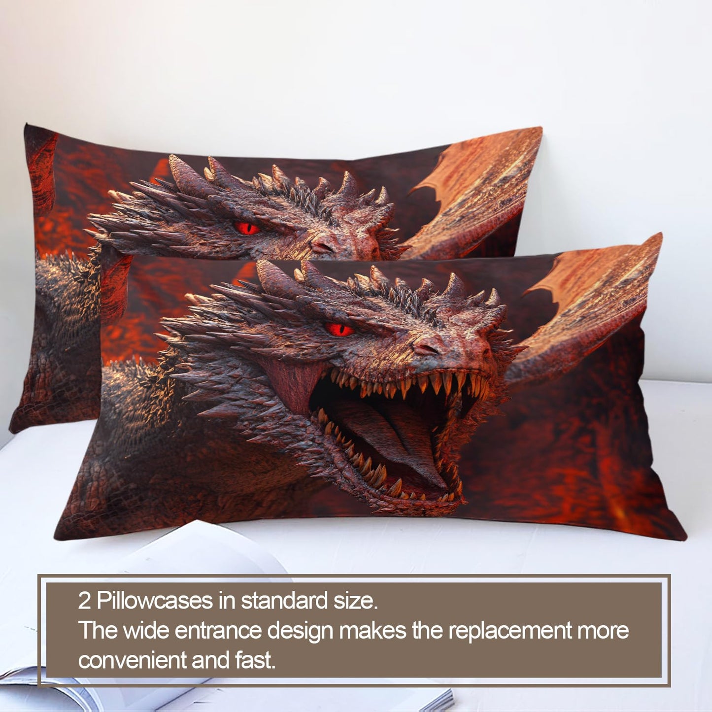 PAISUOQ Western Dragon Duvet Cover King, Mystical Dragon Comforter Cover with Zipper Ties, Fantasy Animals Bedding Set, 3 Pieces with 2 Pillow Cases, Home Decor & Gifts