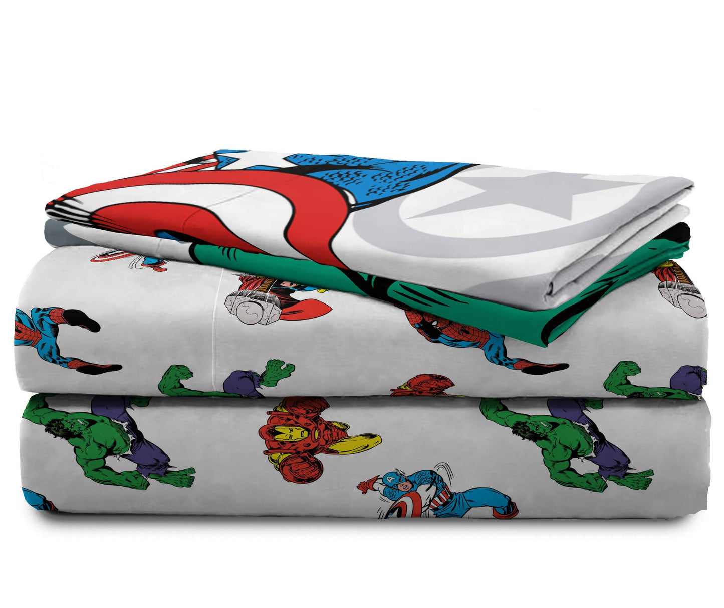 Jay Franco Marvel Avengers Comic Cool 7 Piece Full Bed Set - Includes Comforter & Sheet Set - Bedding Features Captain America, Spiderman, Iron Man, Hulk, & Thor - Super Soft
