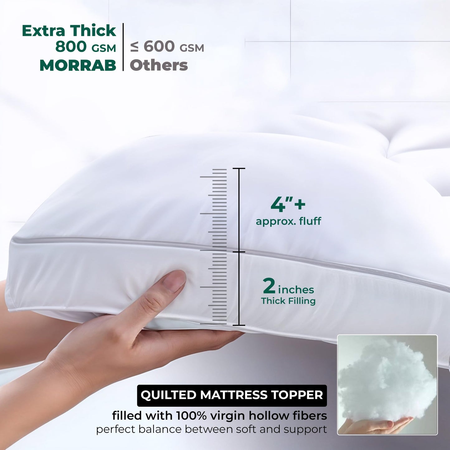 Queen Mattress Topper Cooling Pillow Top Extra Thick, Plush Mattress Pad for Back Pain Relief, Breathable Quilted Bed Topper with Deep Pocket 8–21”, Down Alternative Filling