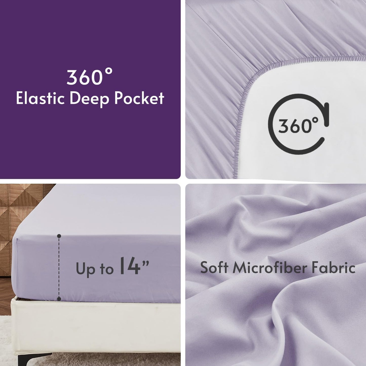 MUXHOMO 7 Pieces California King Comforter Set, Reversible Bed in a Bag Cal King Size, All Season Bedding Set with Comforter, Flat Sheet, Fitted Sheet, Pillowcases & Shams, Purple & Lavender