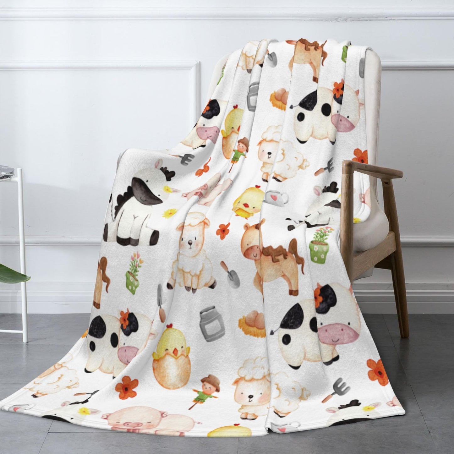 Farm Animal Throw Blanket Cozy Fluffy Plush Blanket Soft Flannel Throw Blanket for Kids Men Women Gift Sofa Bed Couch 50"x40" Christmas