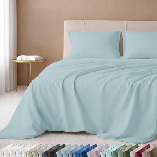 California Design Den - Luxury Full Size Sheet Set - 100% Cotton, 600 Thread Count Deep Pocket Full Size Bed Sheets, Sateen Weave - Seafoam