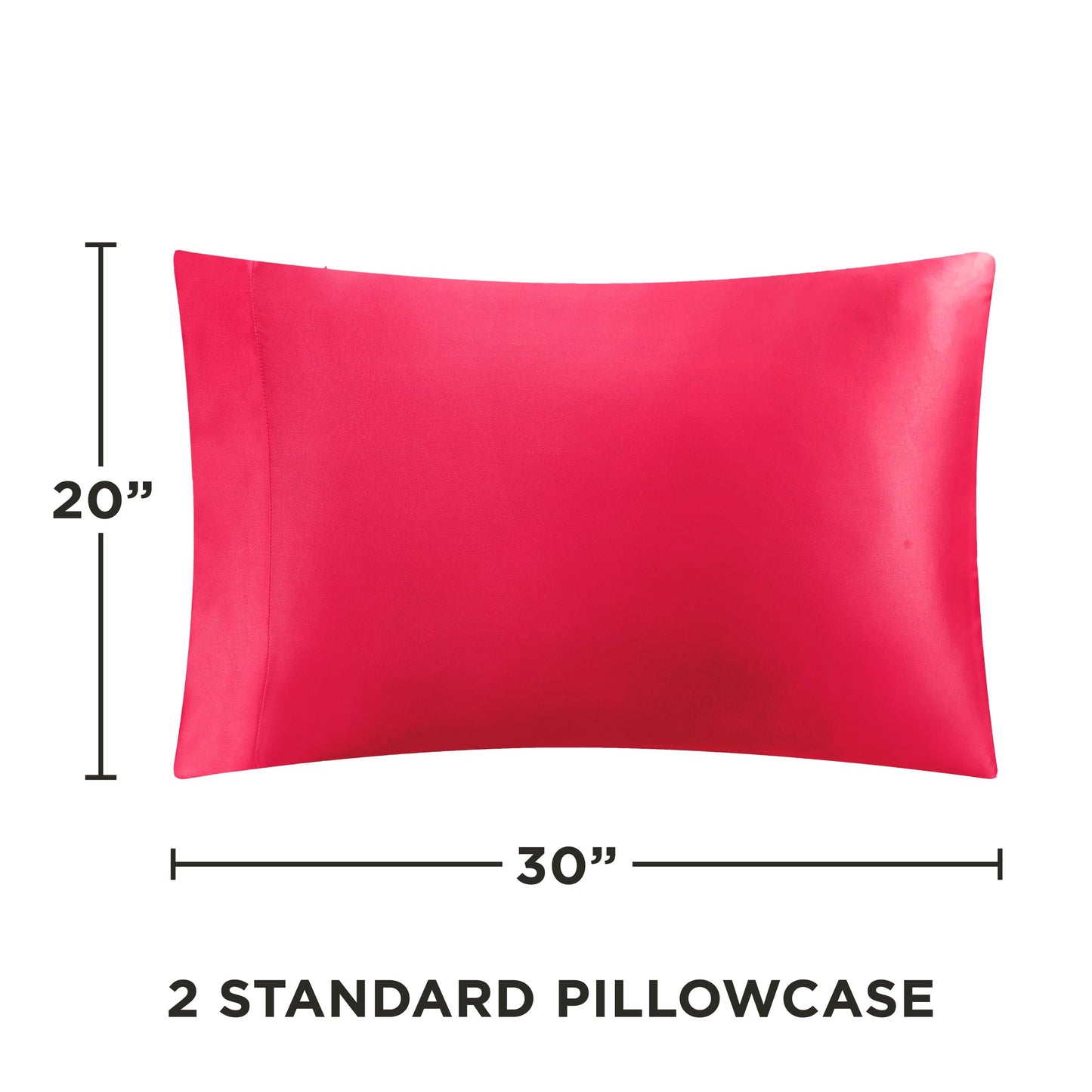 Juicy Couture Full Size Satin Bed Sheet Set, Deep Pocket Silky Full Sheet Set with 1 Fitted Sheet, 1 Flat Sheet, and 2 Pillow Case, Wrinkle Resistant and Anti Pilling Bed Sheets - Hot Pink