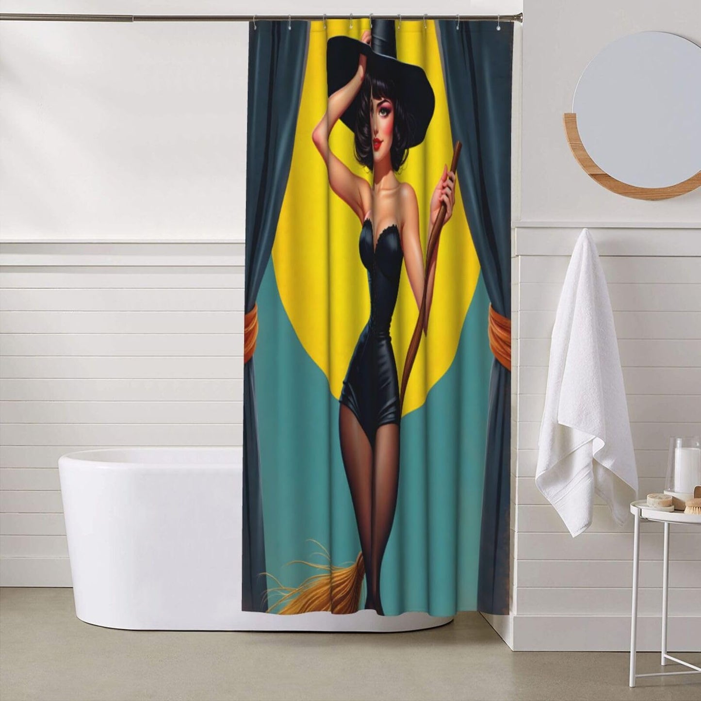 HEILIVIO Shower Curtain Halloween Witch Waterproof Fabric Stylish Durable Bathroom Decor,Quick-Dry,60x72inches,Includes Hooks