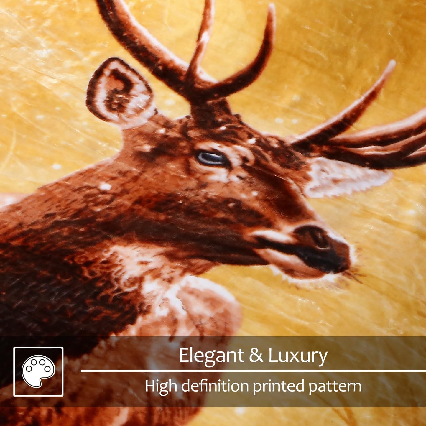 JYK Queen Size Korean Mink Blanket, 5 LB Fleece Bed Blanket - 2 Ply Reversible 520GSM Silky Soft Plush Warm Blanket for Autumn Winter, A&B Pattern Printed, (Queen 75"x87", Deer/Elephant)