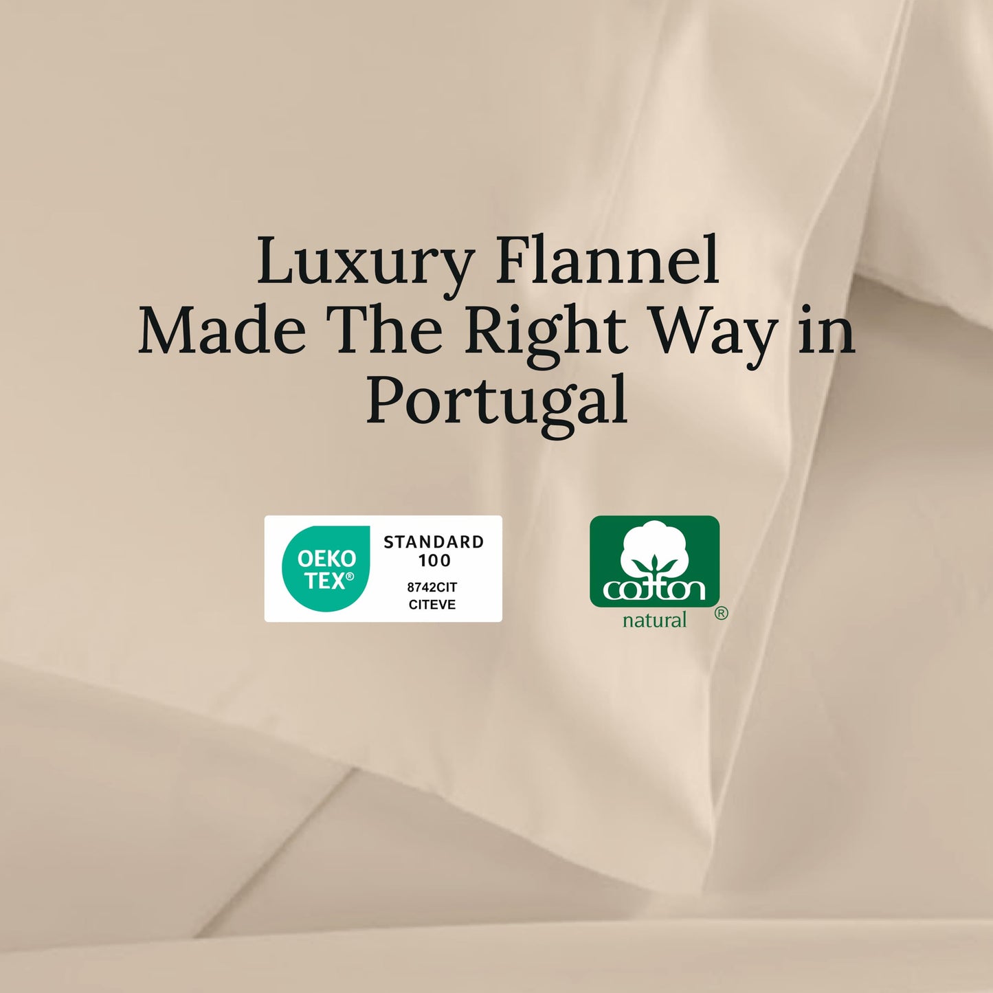California Design Den Flannel Twin Size Sheets Set - Made in Portugal 100% Cotton, Triple-Brushed, Thick, Velvet Soft 3-Piece Extra Deep Pocket Sheets Set - Beige Bliss