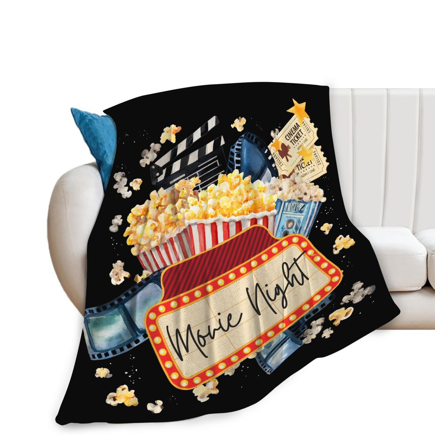 Baegopa Movie Blanket Popcorn Gifts for Girls Boys Movie Theater Throw Blankets Cozy Plush Fleece Decor Flannel Fuzzy for Women Men 50"X40"