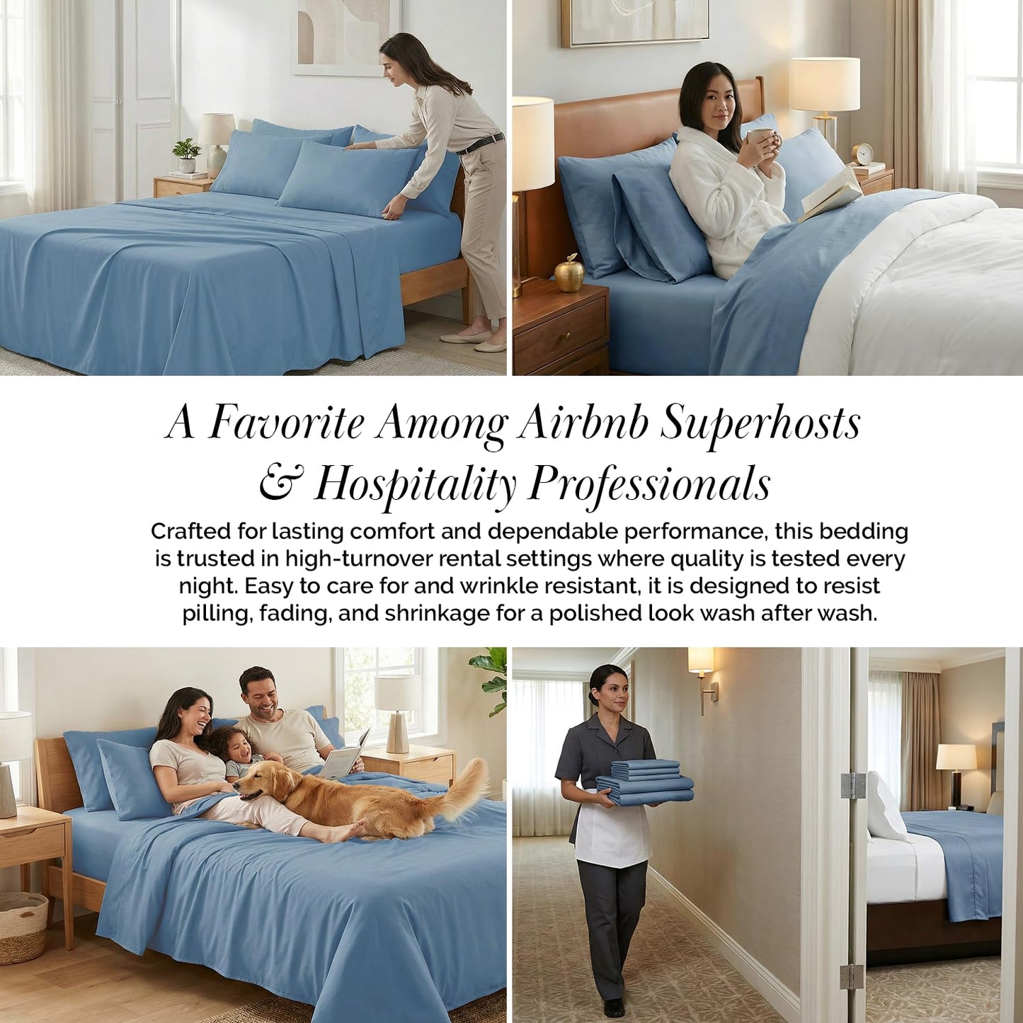 Southshore Fine Living, Inc. 6 Piece, 21 Inch King Size Sheets Set Deep Pockets - Wrinkle Resistant Bedding, Extra Deep Pocket King Sheet Set 78"x80" Hotel Style Breathable Microfiber - Coronet Blue