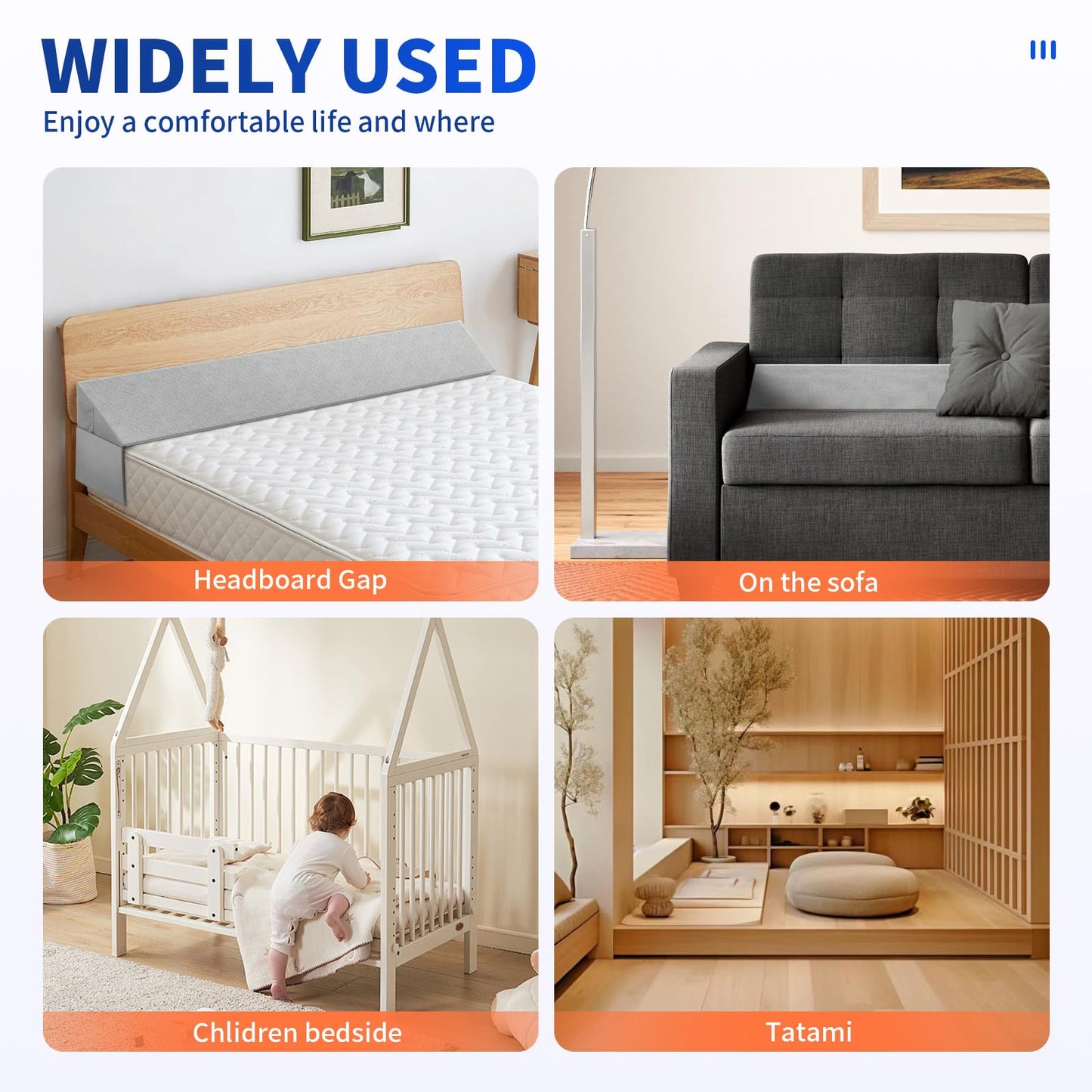 Krightlink Bed Wedge Pillow for Headboard Gap, King Size (76"x10"x6") Bed Gap Filler Mattress Wedge, Fits Bed Gap(0-8") Between Mattress and Headboard