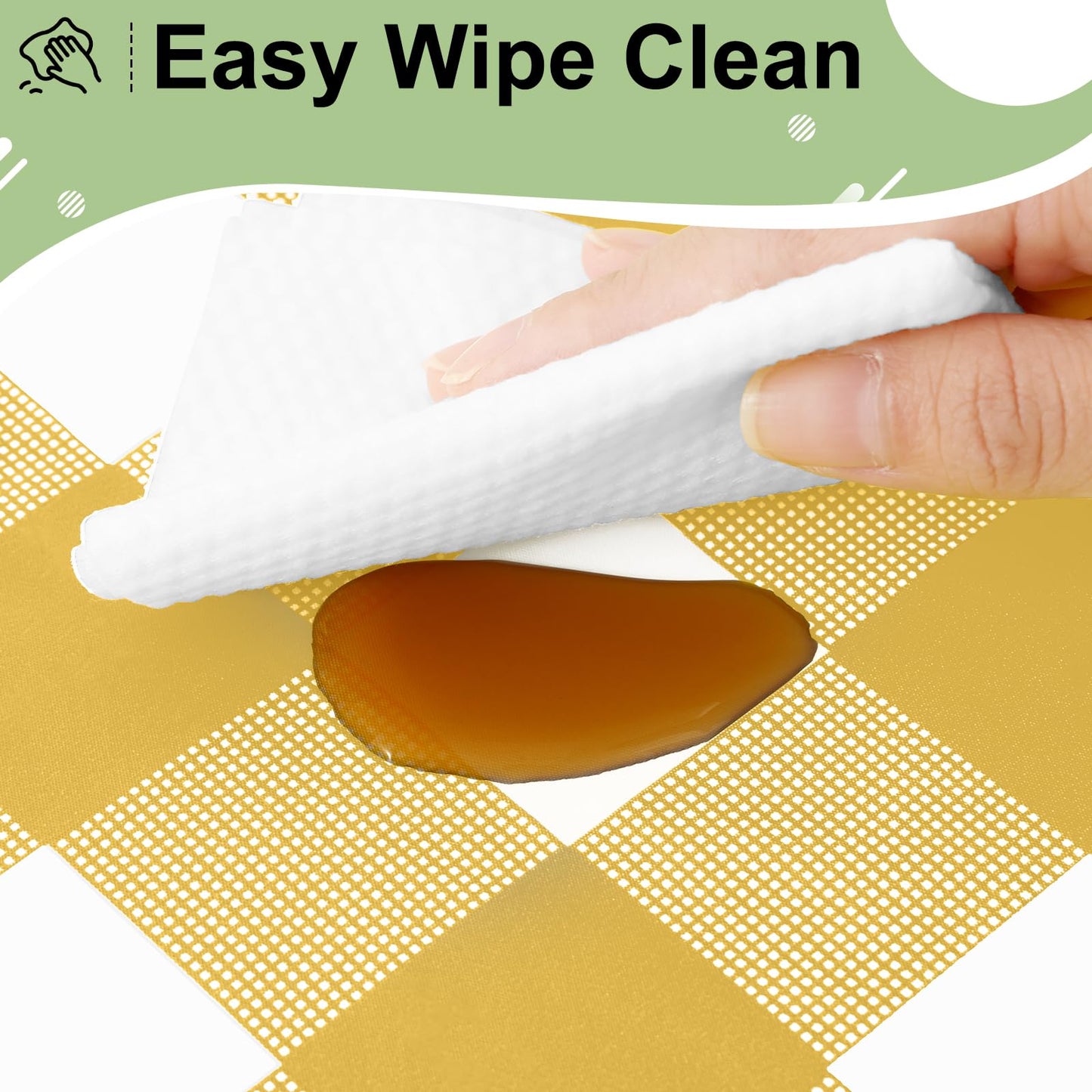 misaya 3 Packs Buffalo Disposable Table Cloth, 54 x 108 Inch Waterproof Plastic Tablecloth, Rectangle Gold and White Checkered Table Covers for Picnic, Birthday, Party, Back to School