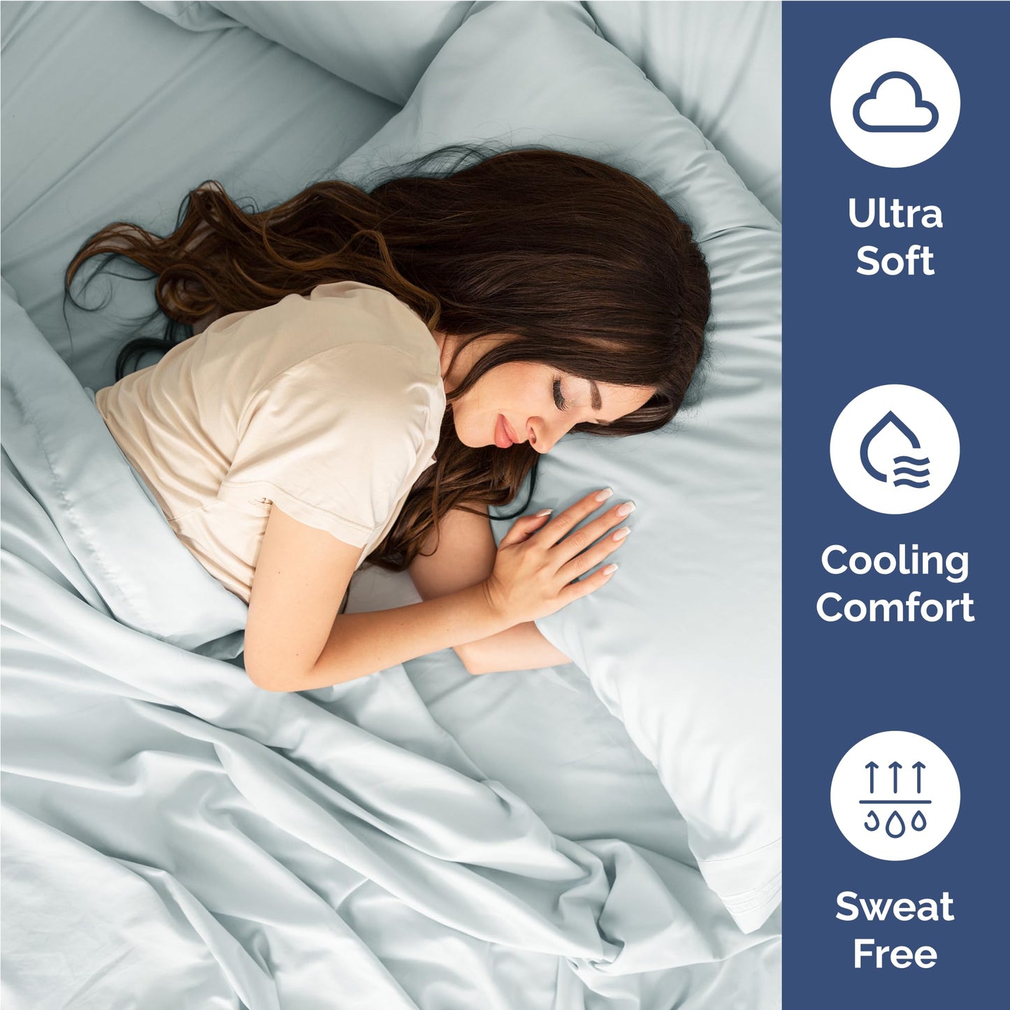 Full Size 4 Piece Sheet Set - Comfy Breathable & Cooling Sheets - Hotel Luxury Bed Sheets for Women & Men - Deep Pockets, Easy-Fit, Extra Soft & Wrinkle Free Sheets - Ice Blue Oeko-Tex Bed Sheet Set