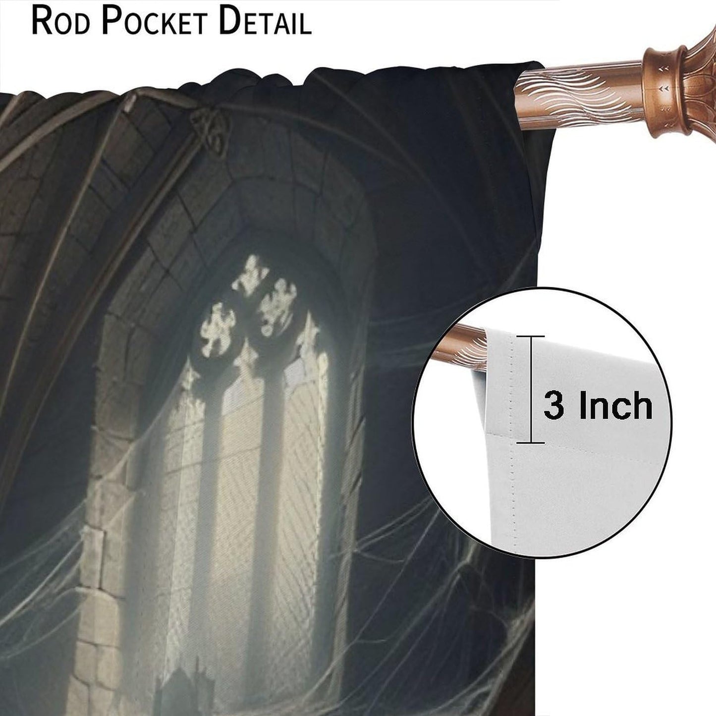 Nsbul Gothic Library Curtains, Mysterious Halloween Spooky Bookshelf Webs Dark Decor Window Treatment for Bedroom Living Room Festive Holiday, 42" W X 45" L(No Blackout)