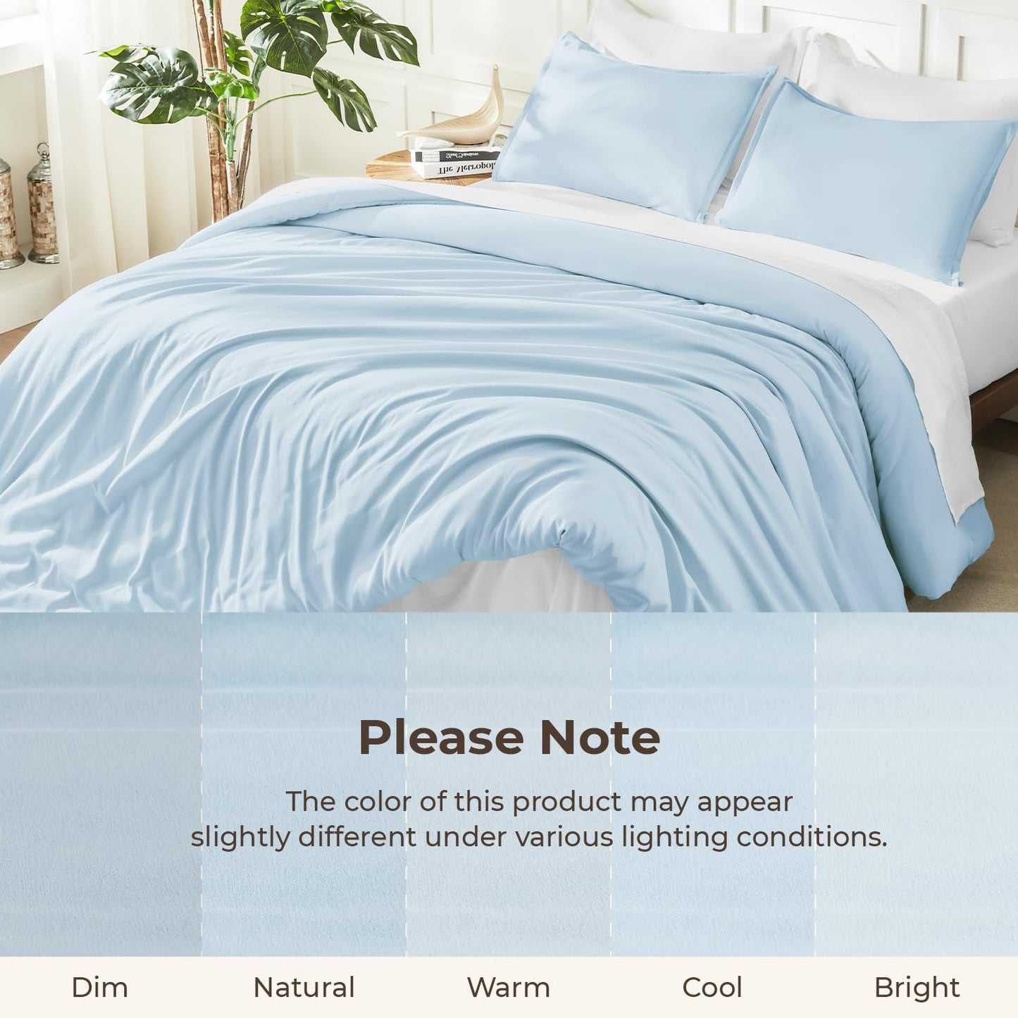 Litanika Comforters Light Blue King Size, 3 Pieces Lightweight Solid Bedding Comforter Set, All Season Fluffy Bed Set (104x90In Comforter & 2 Pillowcases)