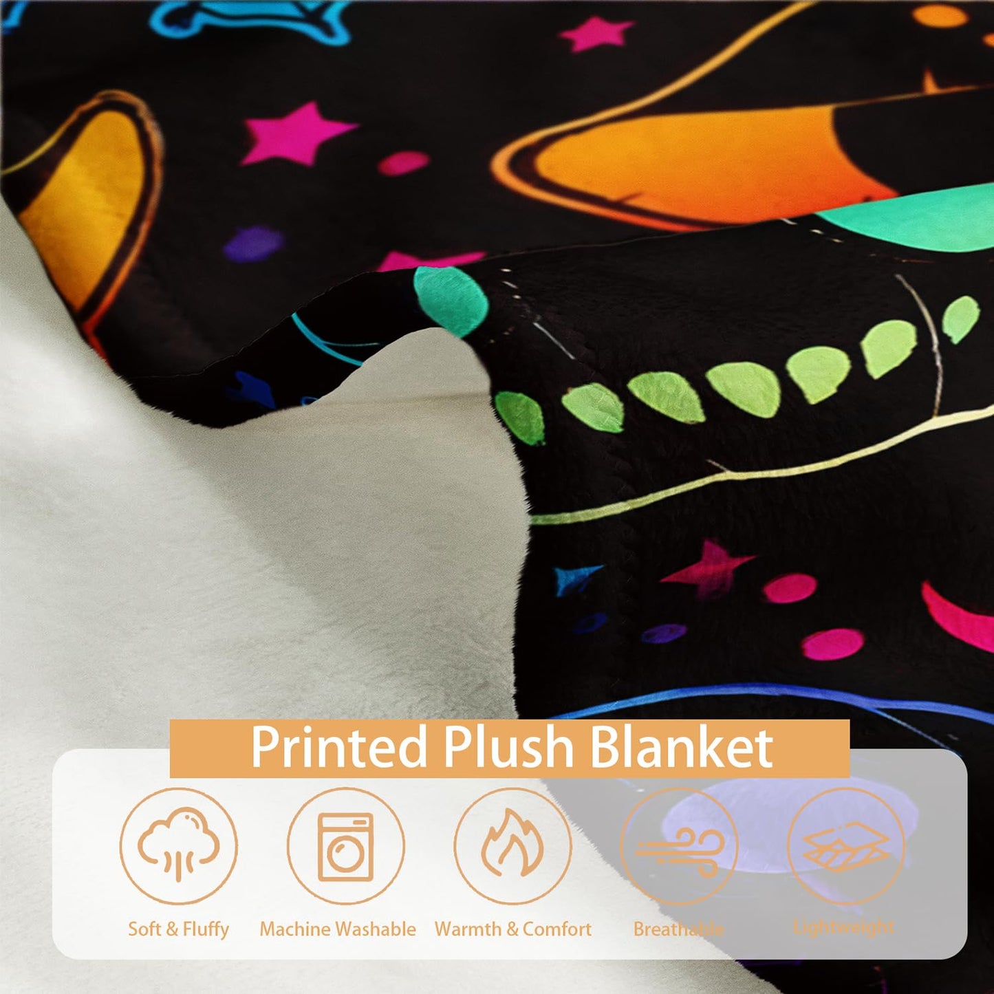HOSIMA Halloween Blanket,Different Pumpkin Heads Print Warm Cozy Flannel Fleece Blanket for Boys Girls Couch Bedroom Decor,Fun Halloween Pumpkin Decorations,59L*47W.